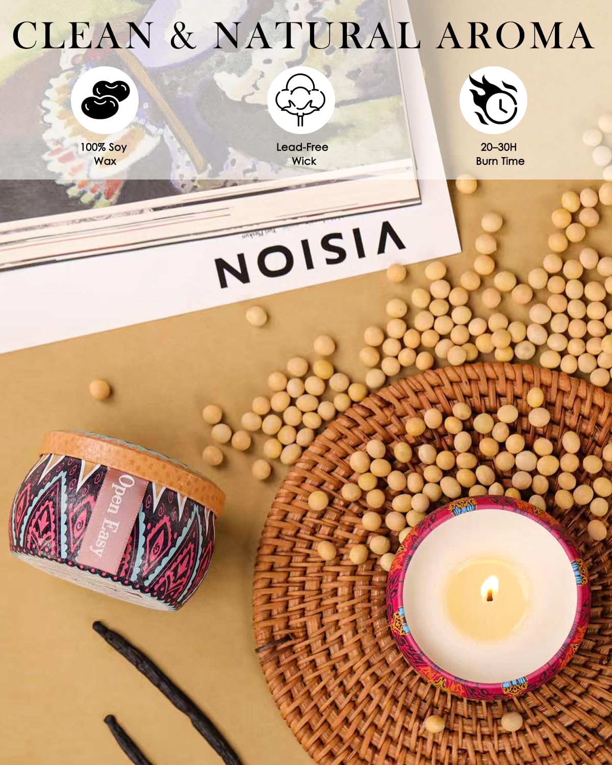 Gifts for Women, Scented Candles Gifts Set for Women/Mom, 4 Pack Aromatherapy Candles for Home Scented, 120H Burning, Stress Rel