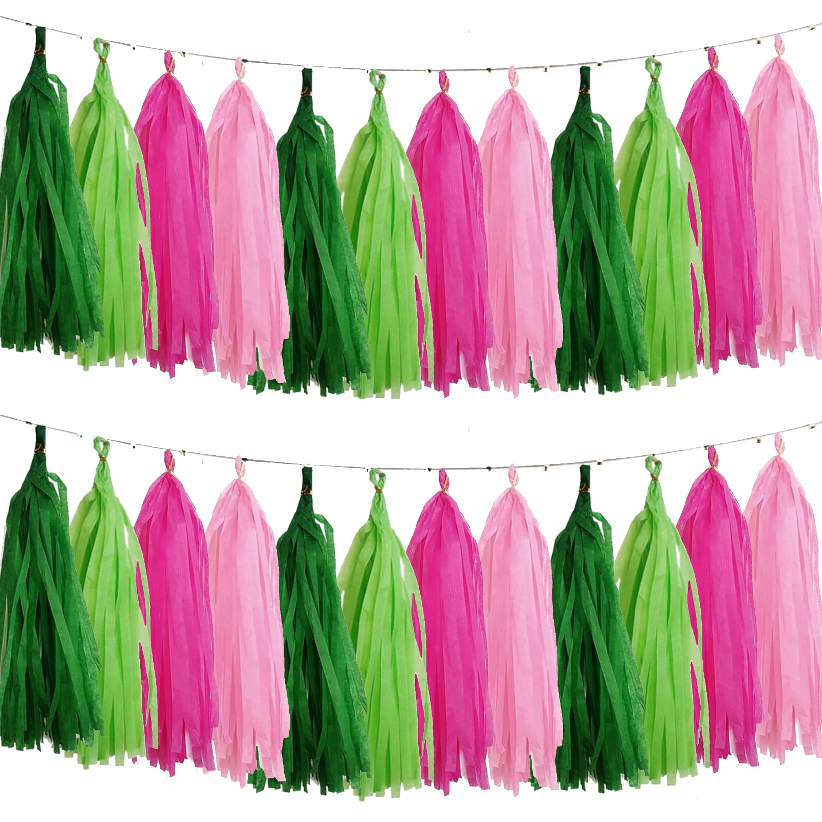 Pink and Green Tissue Paper Tassels Party Tassel Garland Banner for Hawaiian Summer Tropical Theme Party Birthday Wedding Decora