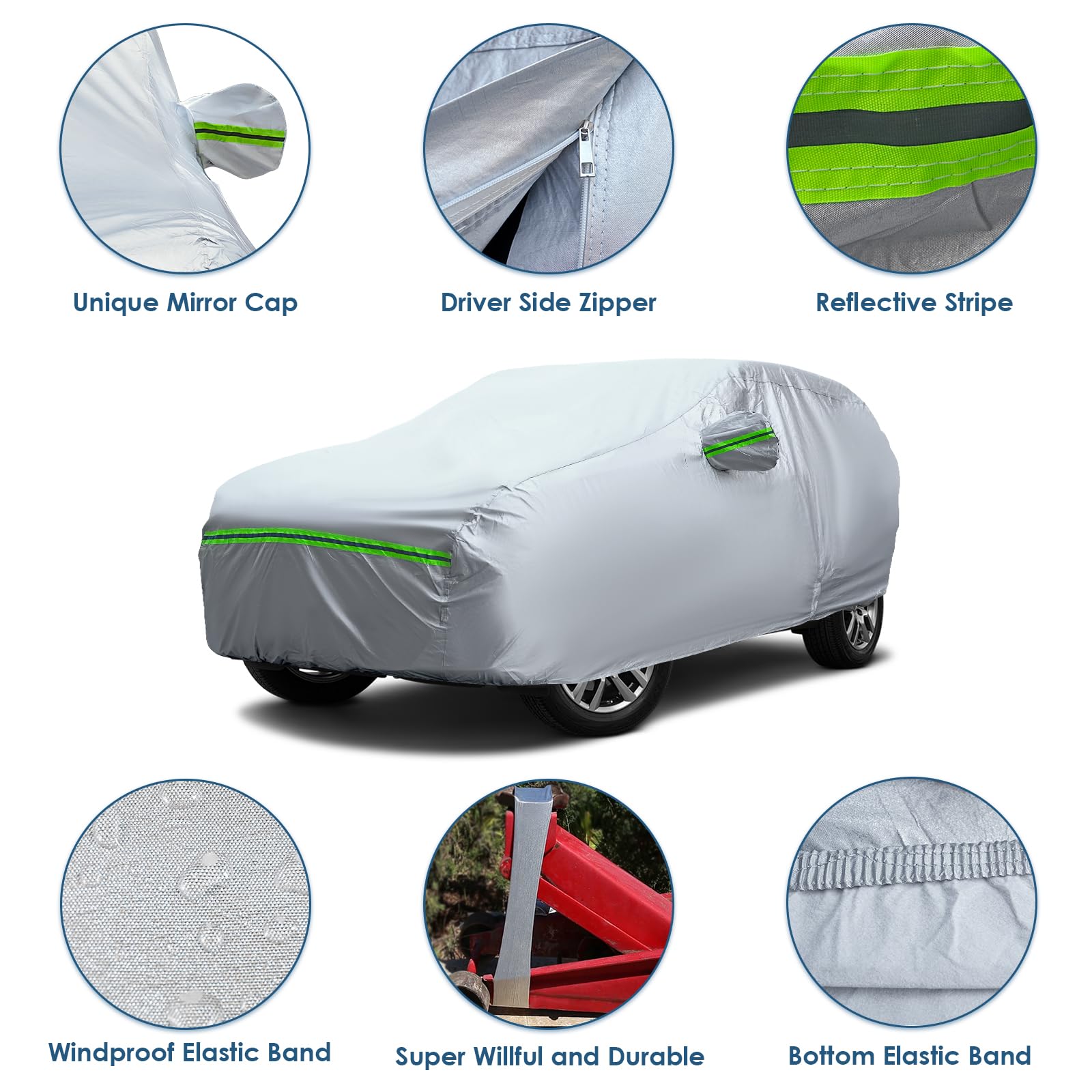 Auqdd 6-Layers Premium Truck Car Cover Waterproof All Weather Weatherproof Uv Sun Protection Snow Dust Storm Resistant Outdoor E