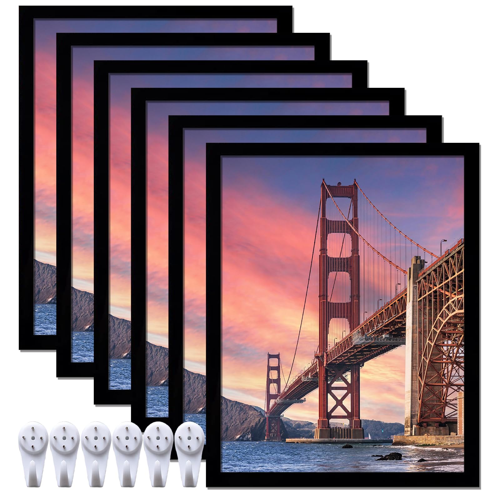 ijuerybai 6 Sets 11x14 Picture Frame, Frames for 11 x 14 Canvas Collage Photo Poster Certificate Wall Gallery, High Transparent 