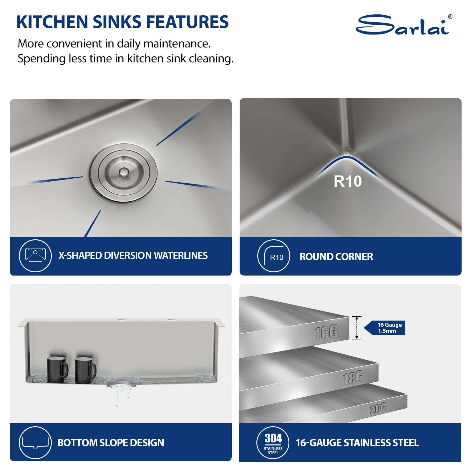 Sarlai 33 Kitchen Sink Drop In - 33 X 22 Inch Kitchen Sink Drop In Stainless Steel Topmount 16 Gauge Deep Single Bowl Above Coun
