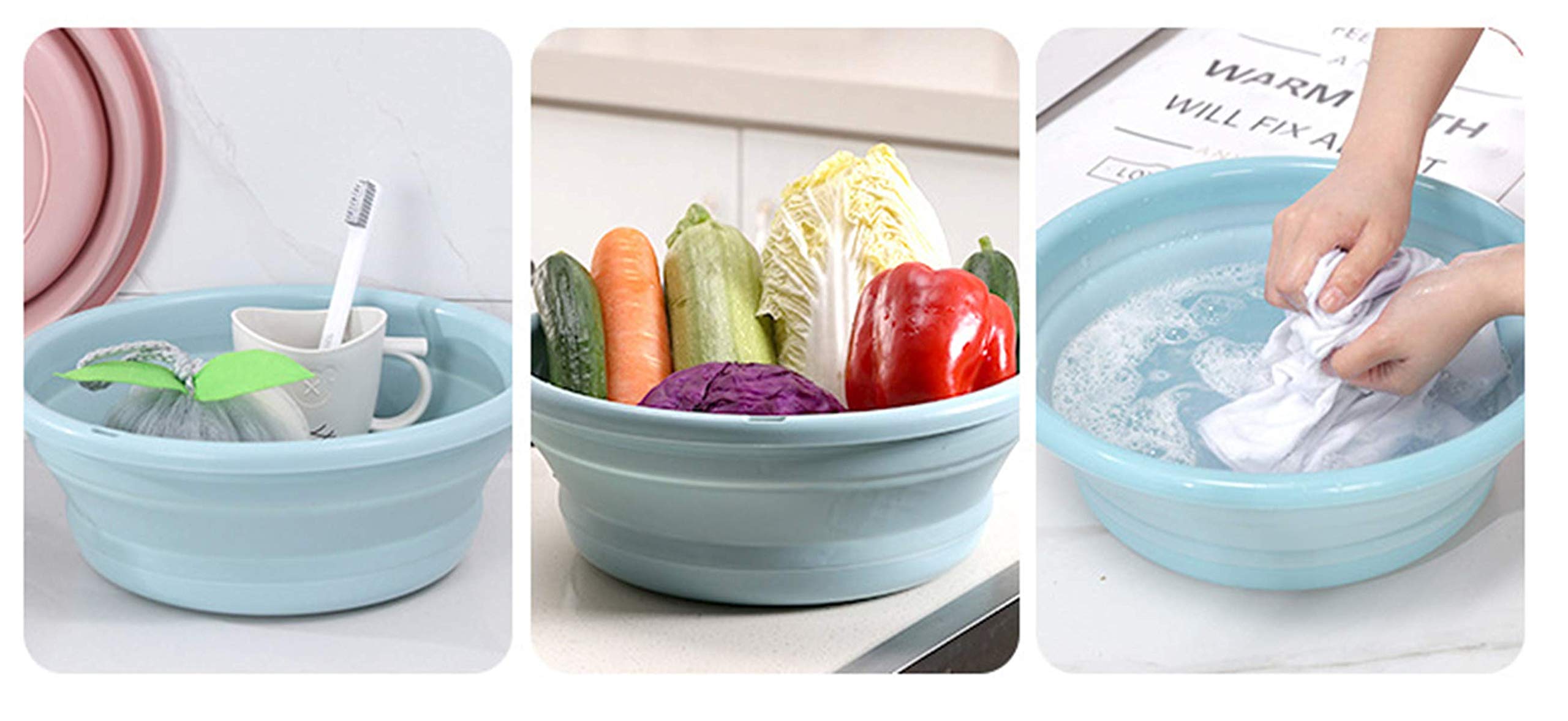 Xjsxzc Multi-Purpose Collapsible Dish Tub Bowl Bpa-Free Round Lightweight Collapsible Wash Basin (Blue)