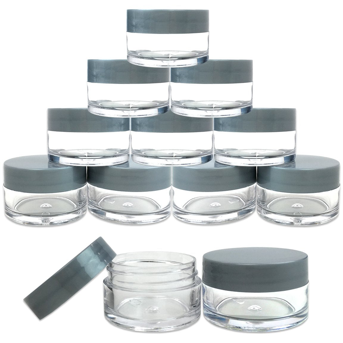 Beauticom 12 Pieces 20G/20Ml Round Clear Jars With Gray Lids For Herbs, Spices, Loose Leaf Teas, Coffee And Other Foods - Bpa Fr