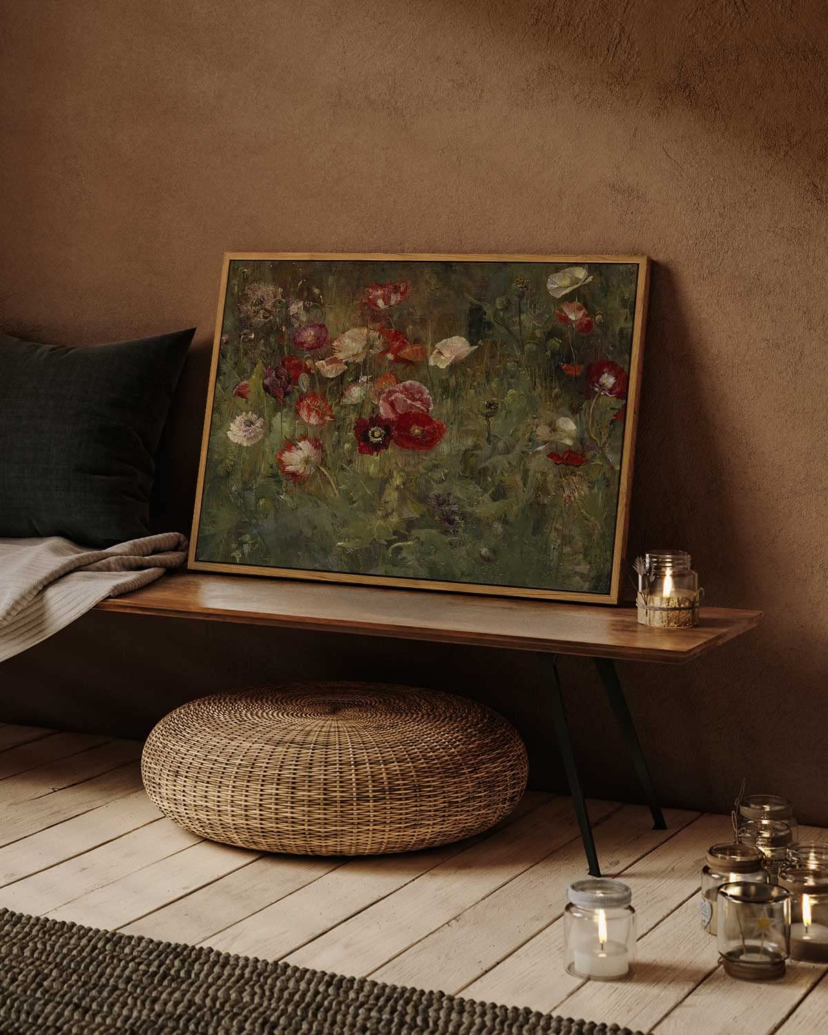InSimSea Framed Canvas Prints Wall Art Home Decor  Classical Floral Scenic Oil Painting Canvas Prints  Rustic Wall Decor for Bedroom Bathroom Decor Wall Art Office Decor 16x24in