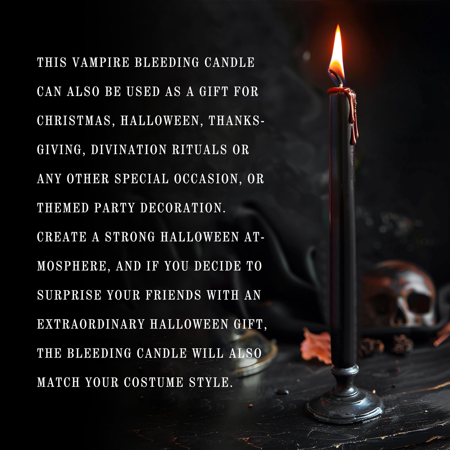 12PCS 10-Inch Black Bleeding Taper Candles,Vampire Tears Taper Candles- Unscented Ideal for Halloween, Christmas, Rituals, and T