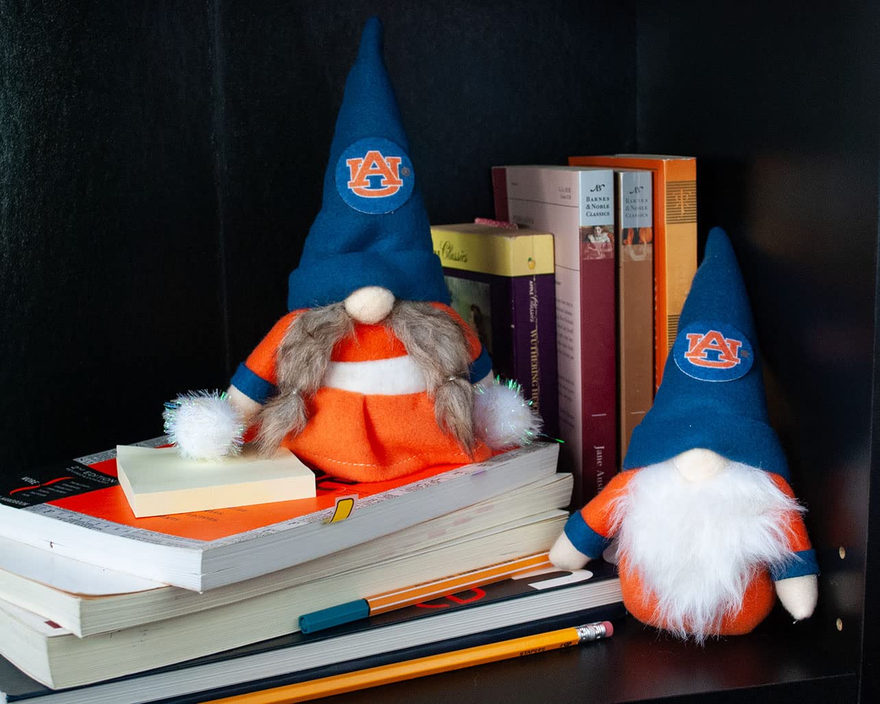 Auburn University Tigers Set of 2 Plush Gnome Christmas Tree Ornaments by Hannas Handiworks - Fan/Cheerleader Holiday/Dorm Decor