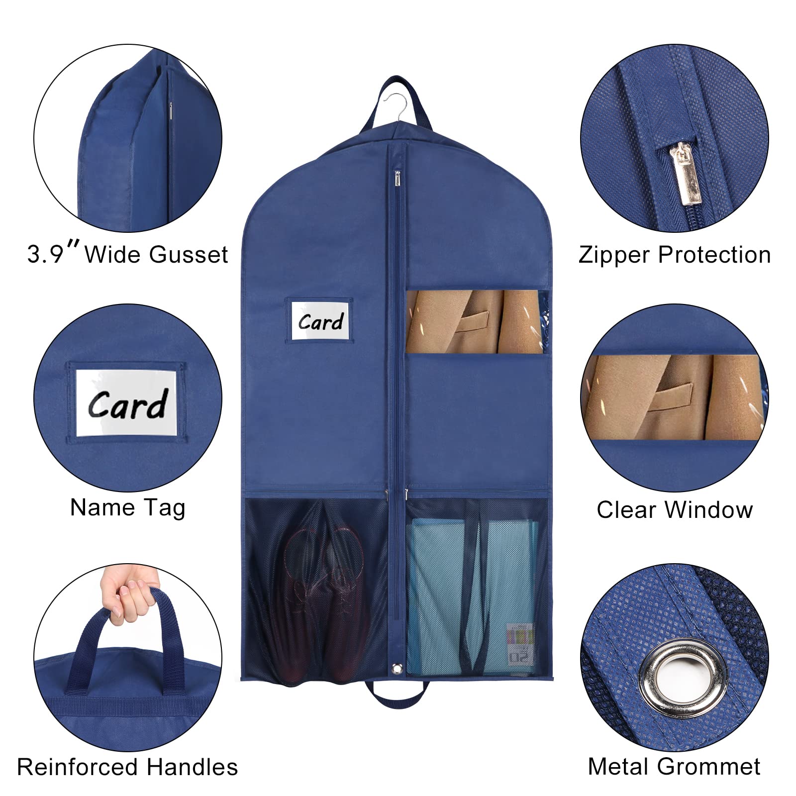 Zilink 43'' Suit Bags For Men Travel And Storage Gusseted Garment Bags For Hanging Clothes Suit Cover With Handles For Clothes,