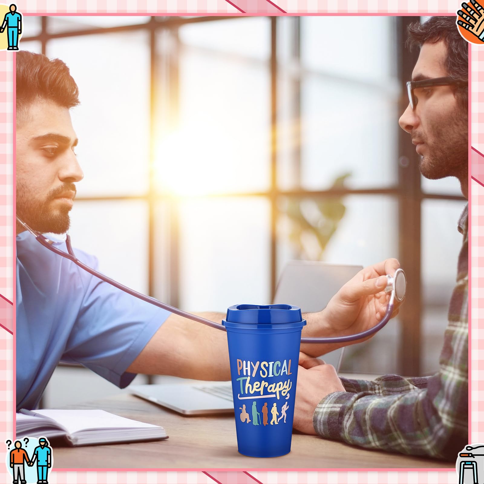 SiliFine 12 Pcs Physical Therapy Gifts PT Month Gift 16 oz Physical Therapist Tumbler with Lids Physiotherapy Tech Therapists Th