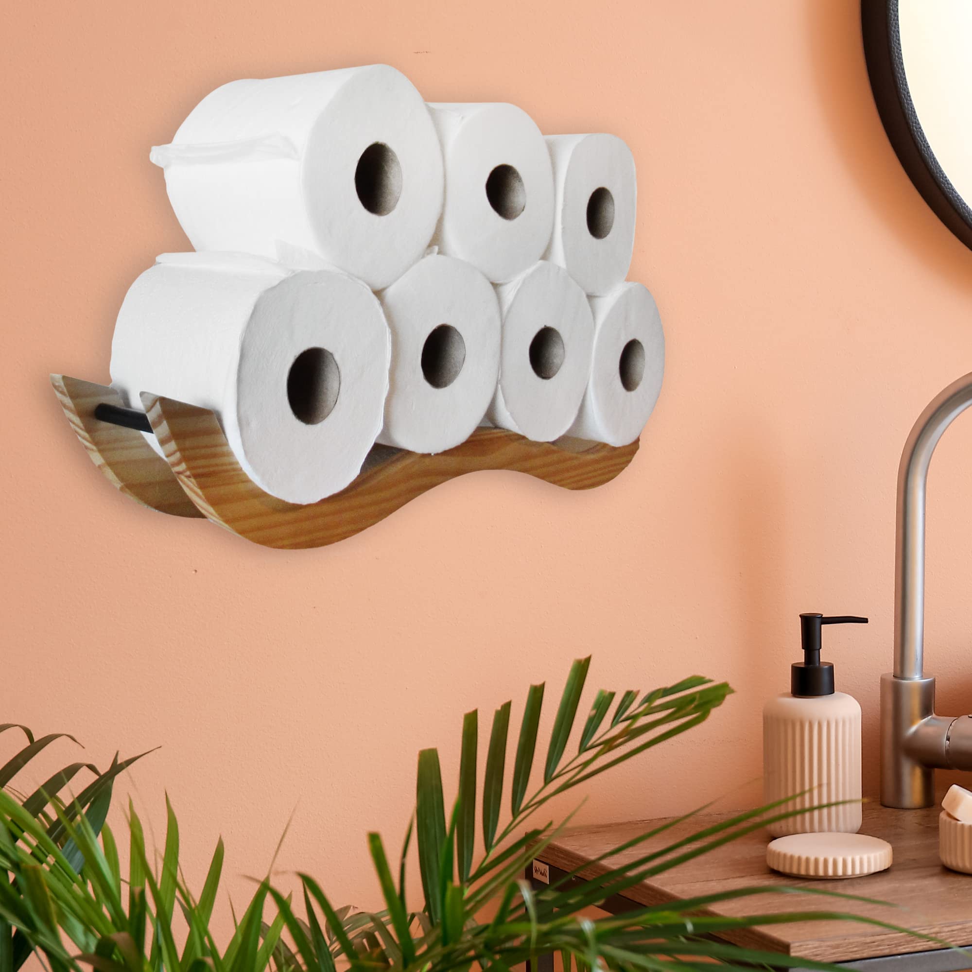 Large Wooden Cloud Toilet Paper Holder | Cloud Shelves Toilet Paper Storage | Wooded Bathroom Wall Decor And Accessories By Wall