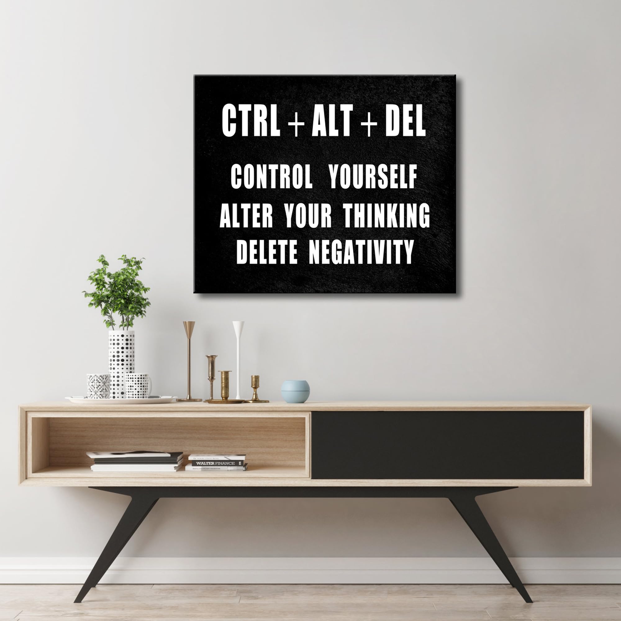 Pyradecor Motivational Ctrl+Alt+Del Classroom Positive Quotes Inspirational Poster Canvas Prints Wall Art For Office Living Room