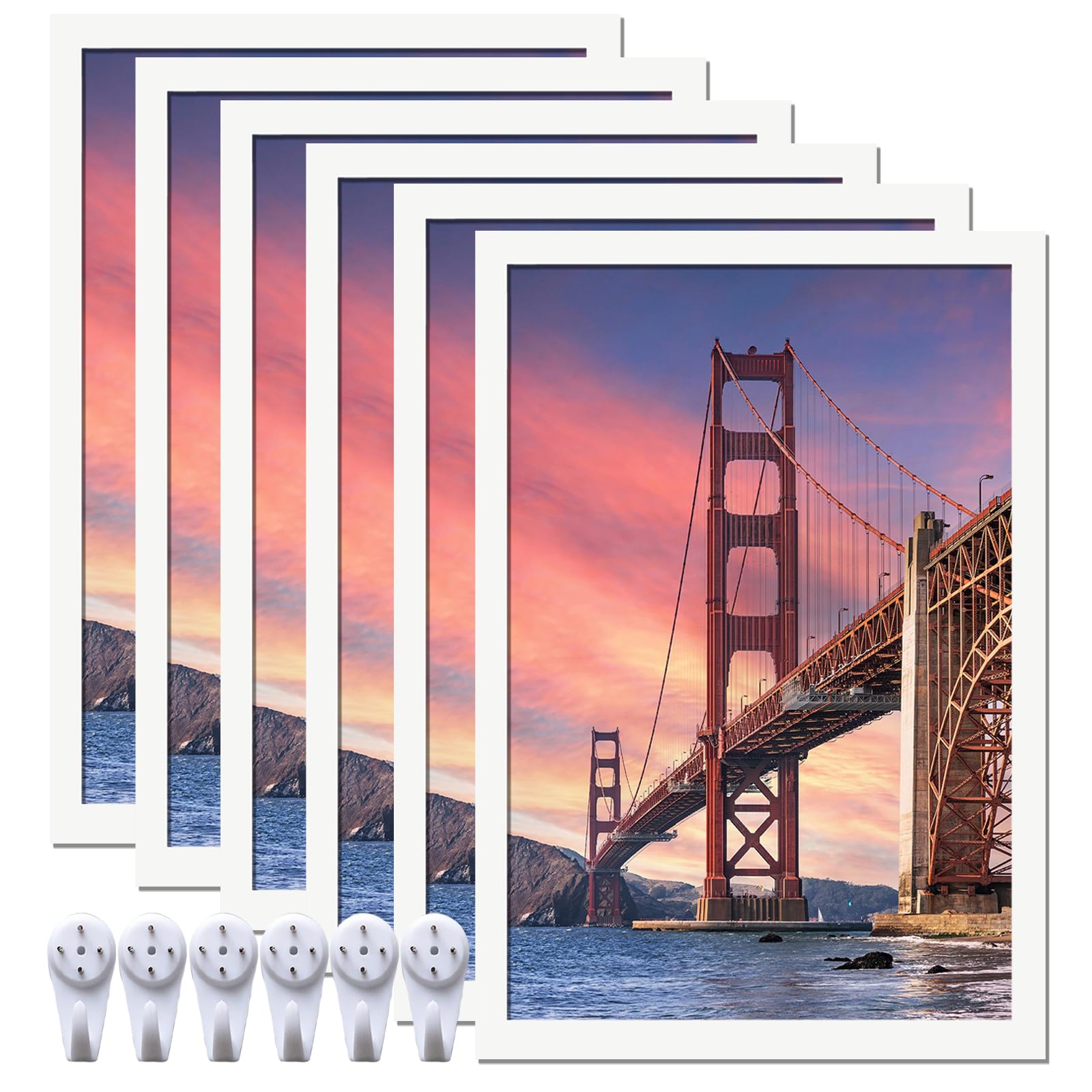 ijuerybai 6 Sets 8x12 Picture Frame, Frames for 8 x 12 Canvas Collage Photo Poster Certificate Wall Gallery, High Transparent Ho