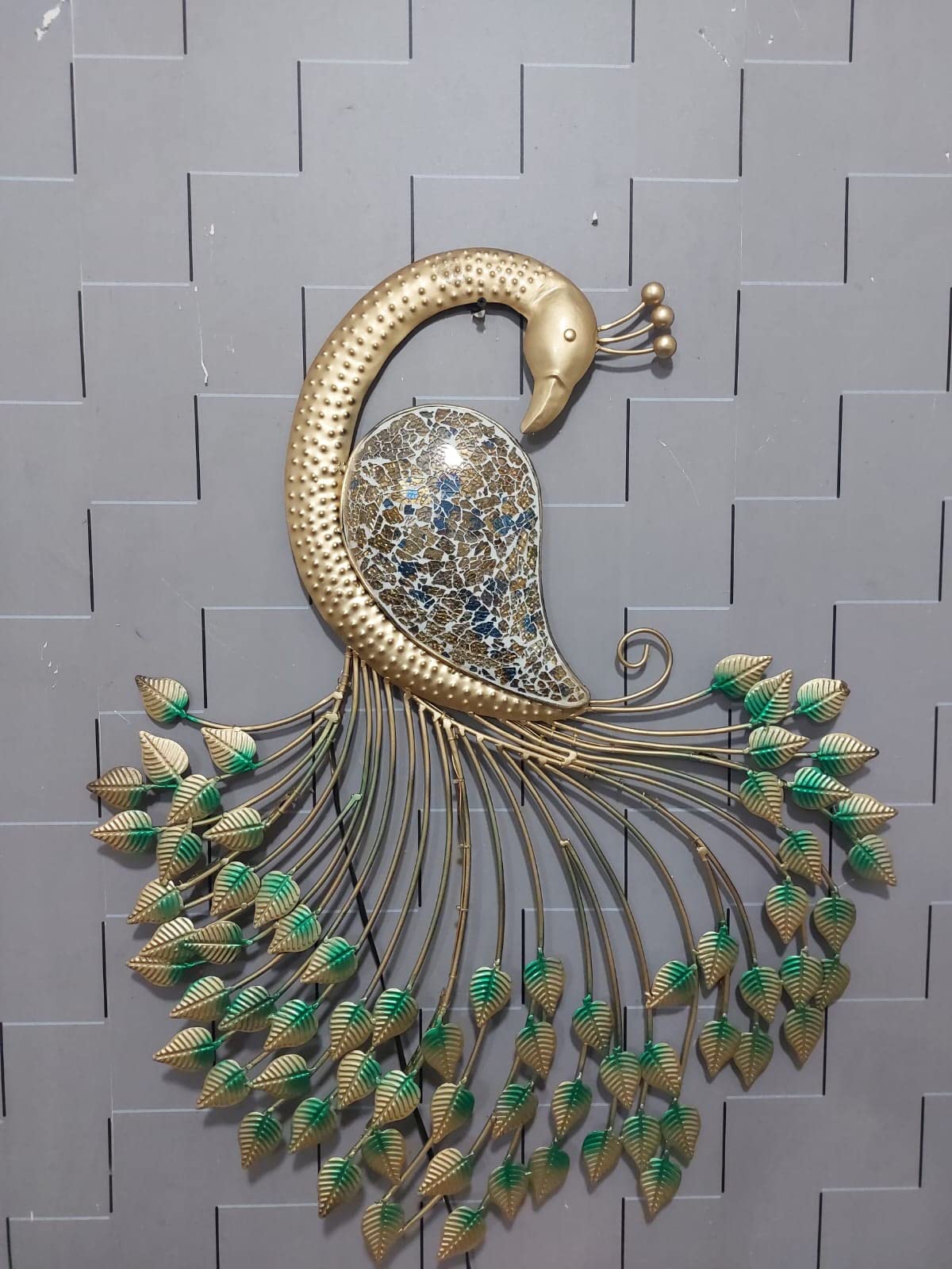 Himmart Hand Crafted Metal Led Peacock Hanging Wall Decor For Living Room Bedroom-56L X 36W Cm