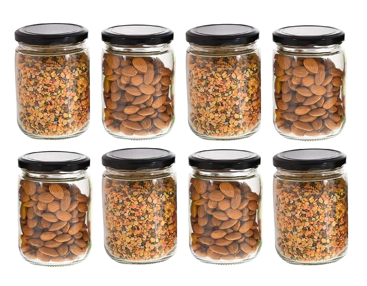 Decorila 500 Ml Glass Jar With Air Tight BlackLid For Kitchen Dried Masla Storage Jar,Honey Jar,Jar And Container,Spice Masala 