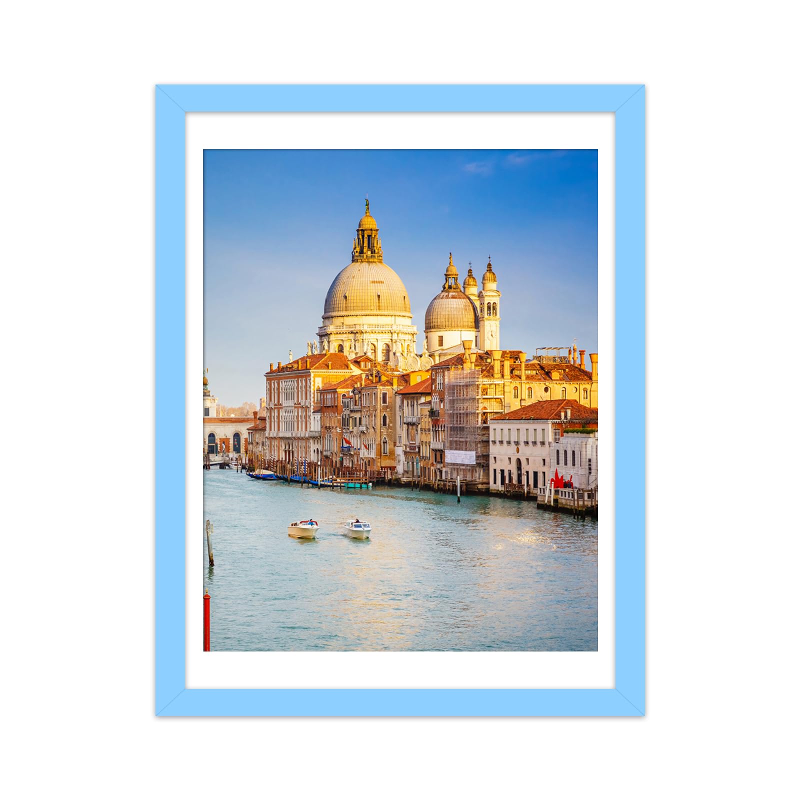 wyooxoo 12x16 Picture Frame Blue Made of Solid Wood Photo Frames Display Pictures 11x14 with Mat or 12x16 Without Mat Colorful F