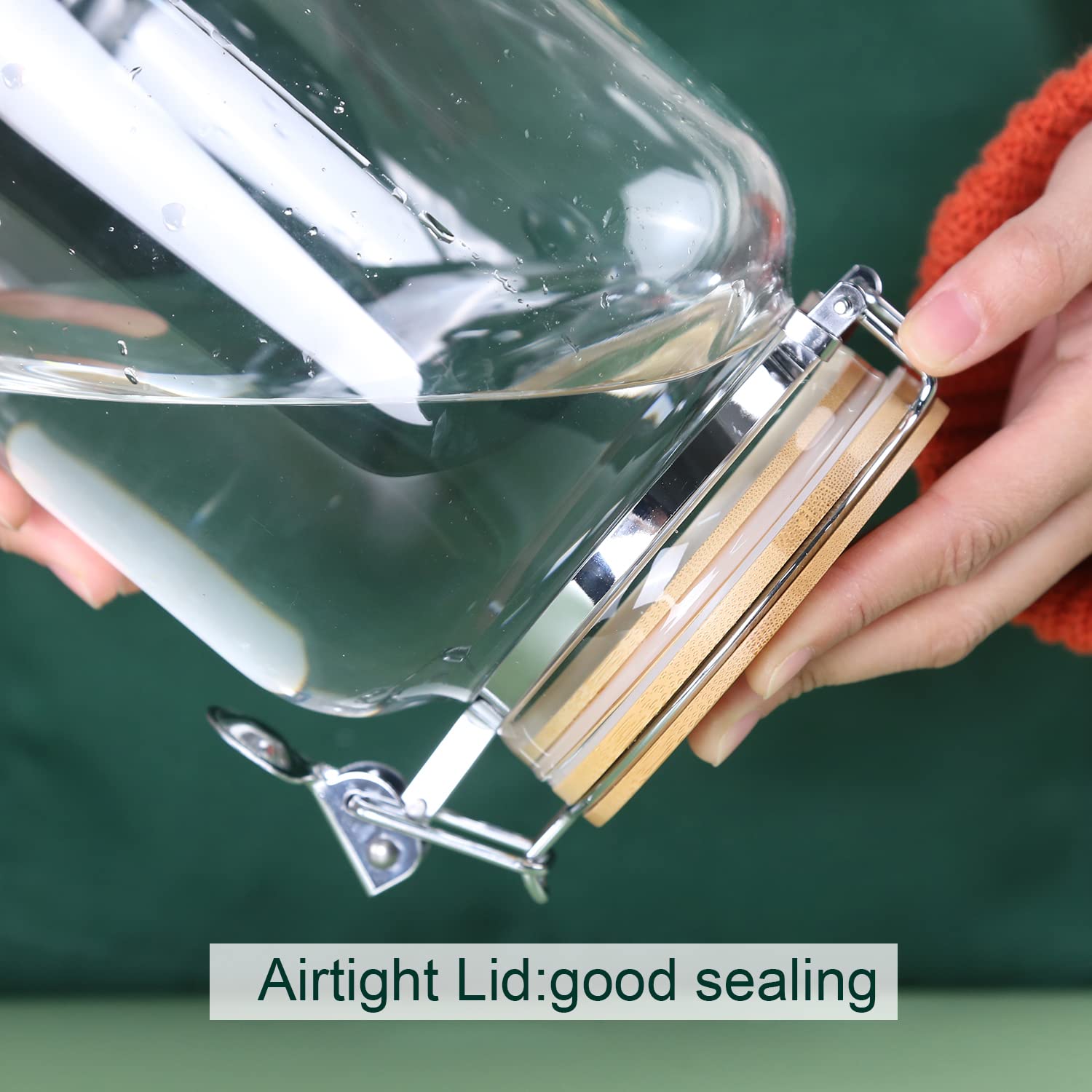 KKC HOME ACCENTS Clear Glass Cookies Jars with Airtight Lids Airtight cookie jars with Locking Clamp Lids for Kitchen Counter Large Sealed Glass Jars for Candy Nut 67 Fluid-oz