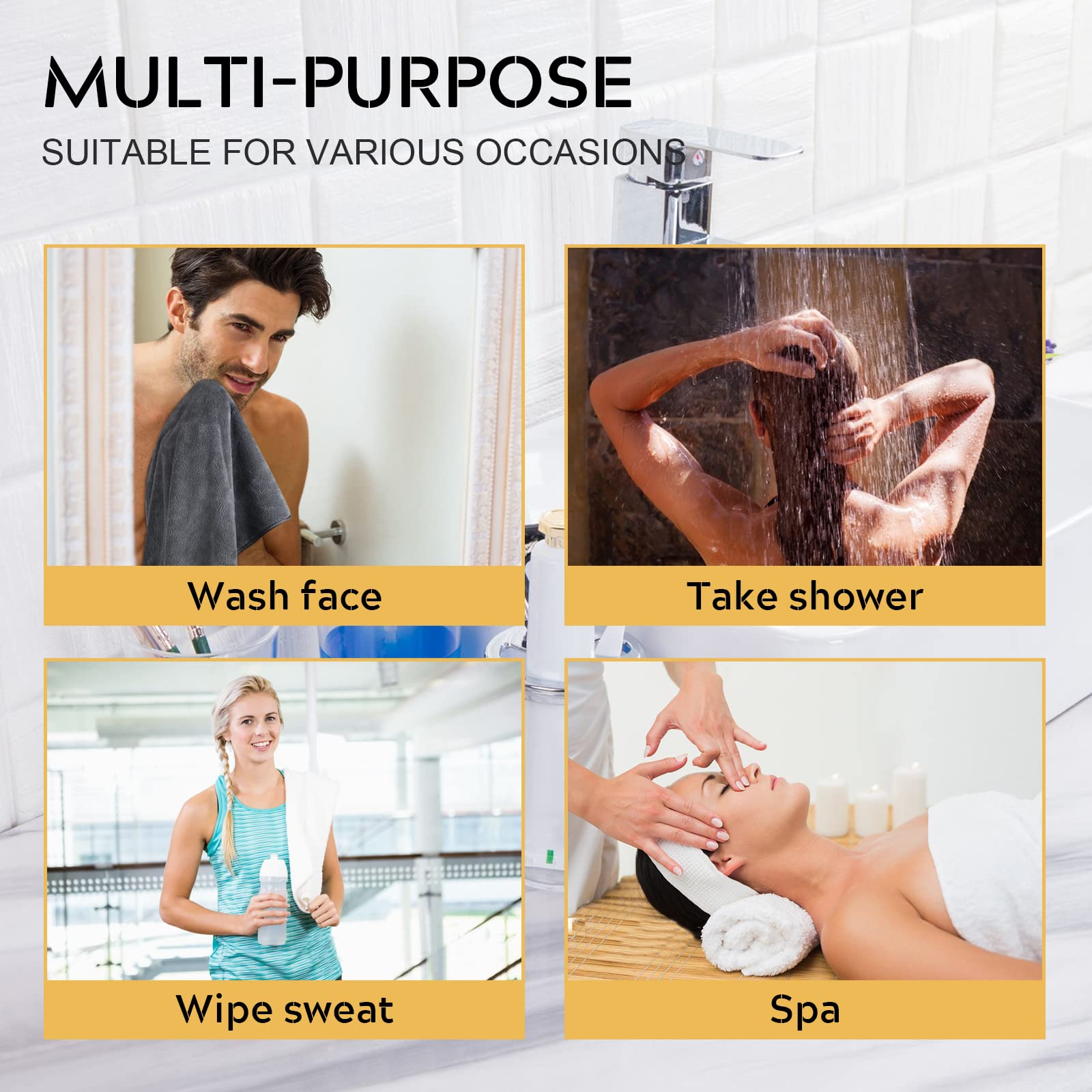 SINLAND Microfiber Hand Towel for Bathroom Super Soft Bamboo Charcoal Makeup Remover Cloth Washcloth for Home Spa Sports Face Cleansing Towel 16Inch x 31Inch 3 Pack