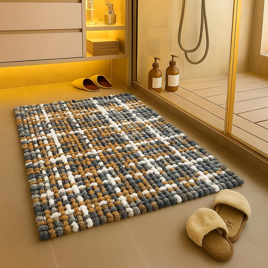Lahome Bathroom Mat Anti Slip Bathmat Bathroom Mat Water Soak Bath Door Mat For Home Bathroom Floor Mat Cotton Anti Slip Bath Ma