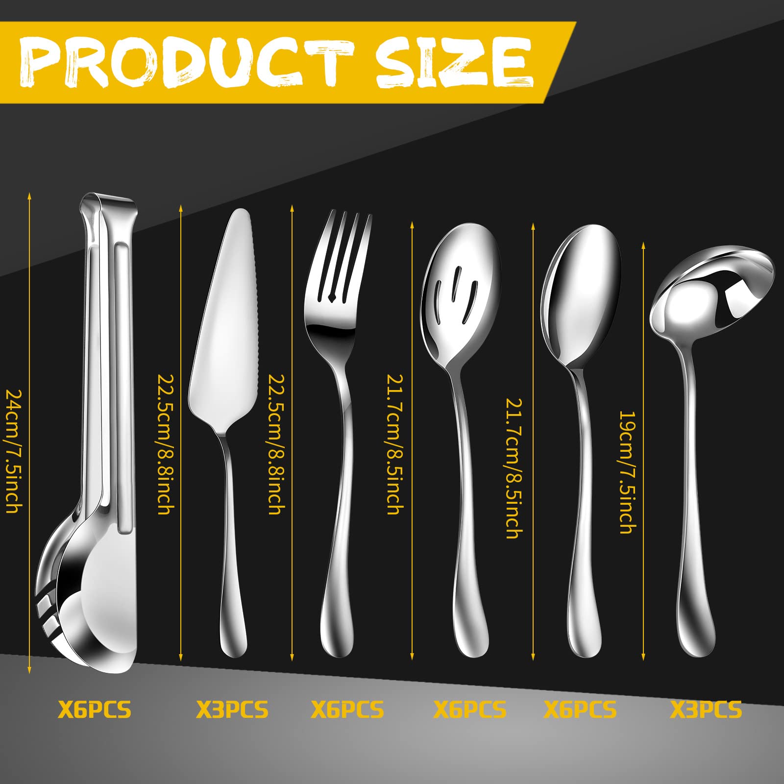 Thenshop 30 Pcs Stainless Steel Serving Utensils Set Serving Flatware Set Include Large Serving Spoons Slotted Spoons Serving Fo