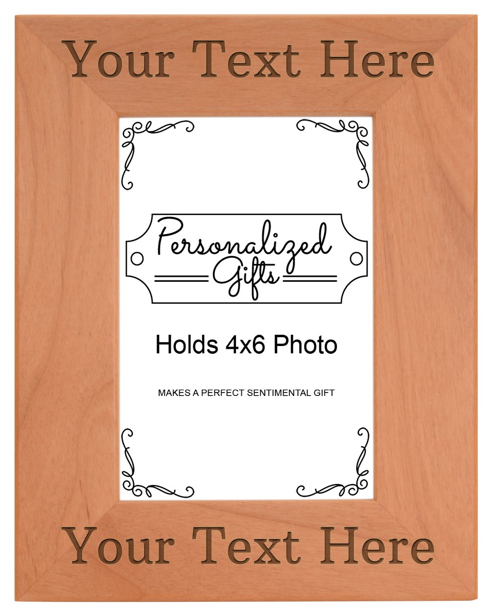Customized Picture Frame Your Message Personalized Wood Engraved 4x6 Portrait Picture Frame