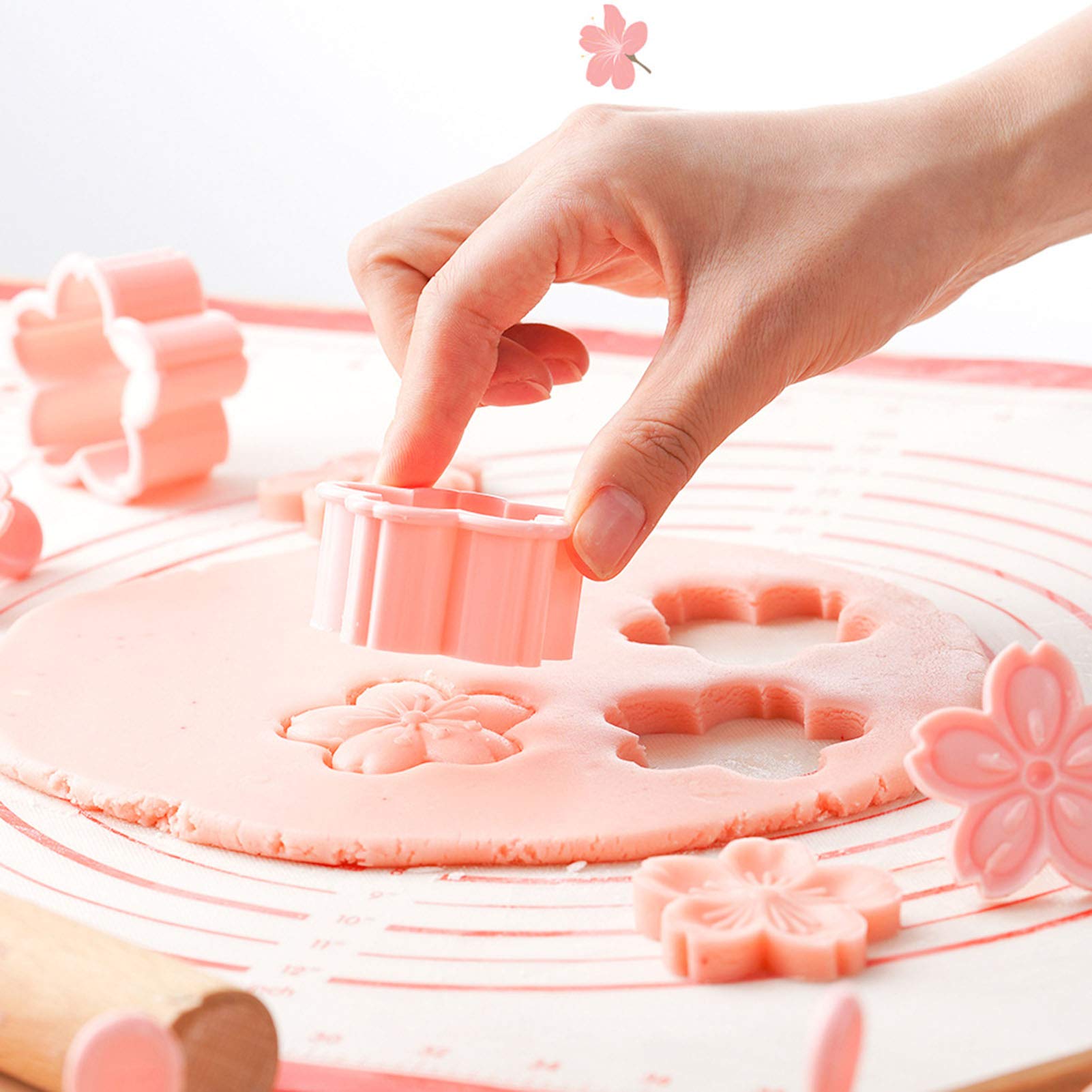 HAGBOU Cookie Press - 4 Styles Cherry Blossom Cookie Stamps, ABS Material, Pink, Model BAOHK03