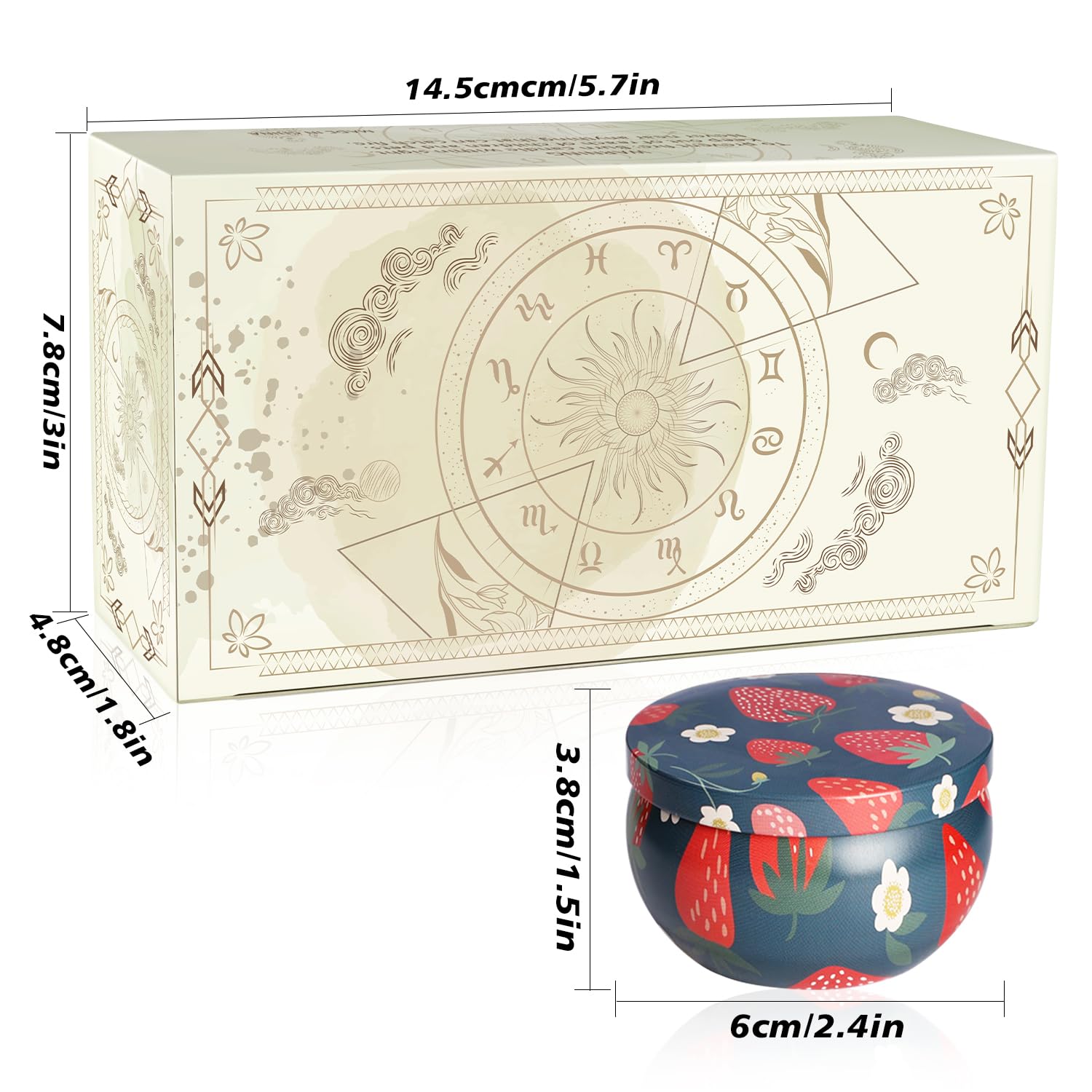 2Pack Scented Candle-2.2oz Aromatherapy Candles,Long Lasting Burn-Strawberry and Litchi Scented Candle Gifts for Man,Women,Soy W