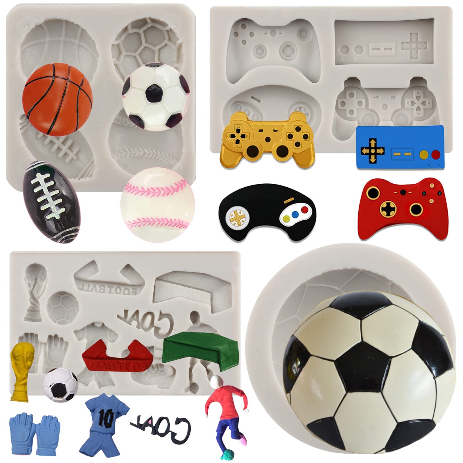Mypracs Football Game Controller Silicone Fondant Molds For Cake Decoration Cupcake Topper Candy Chocolate Gum Paste Sugar Craft