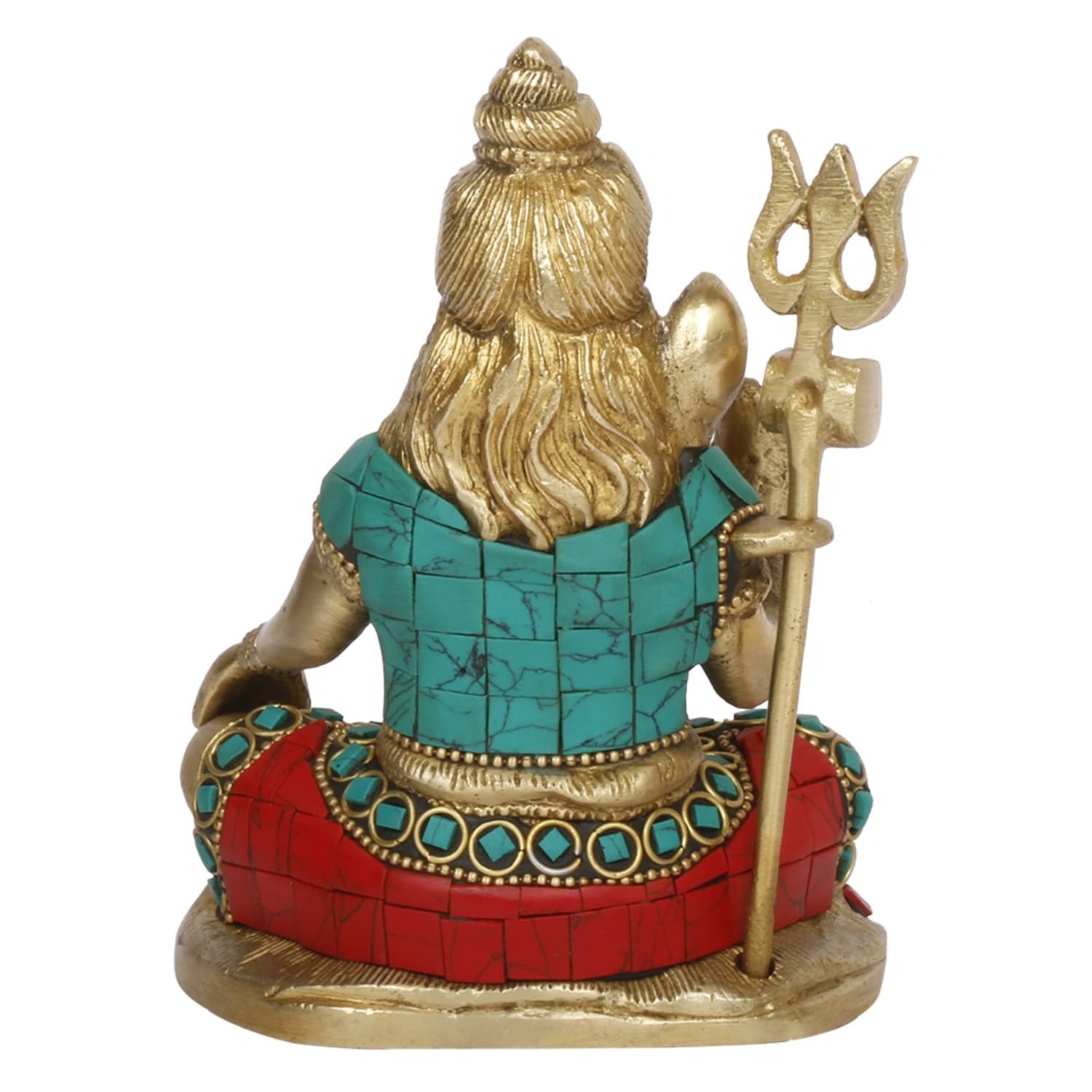 Artvarko Shiva Brass with Inlay Idol Statue God Shiv Shankar Murti Showpiece for Pooja Lord Blessing Shanker Deity Figurine Home