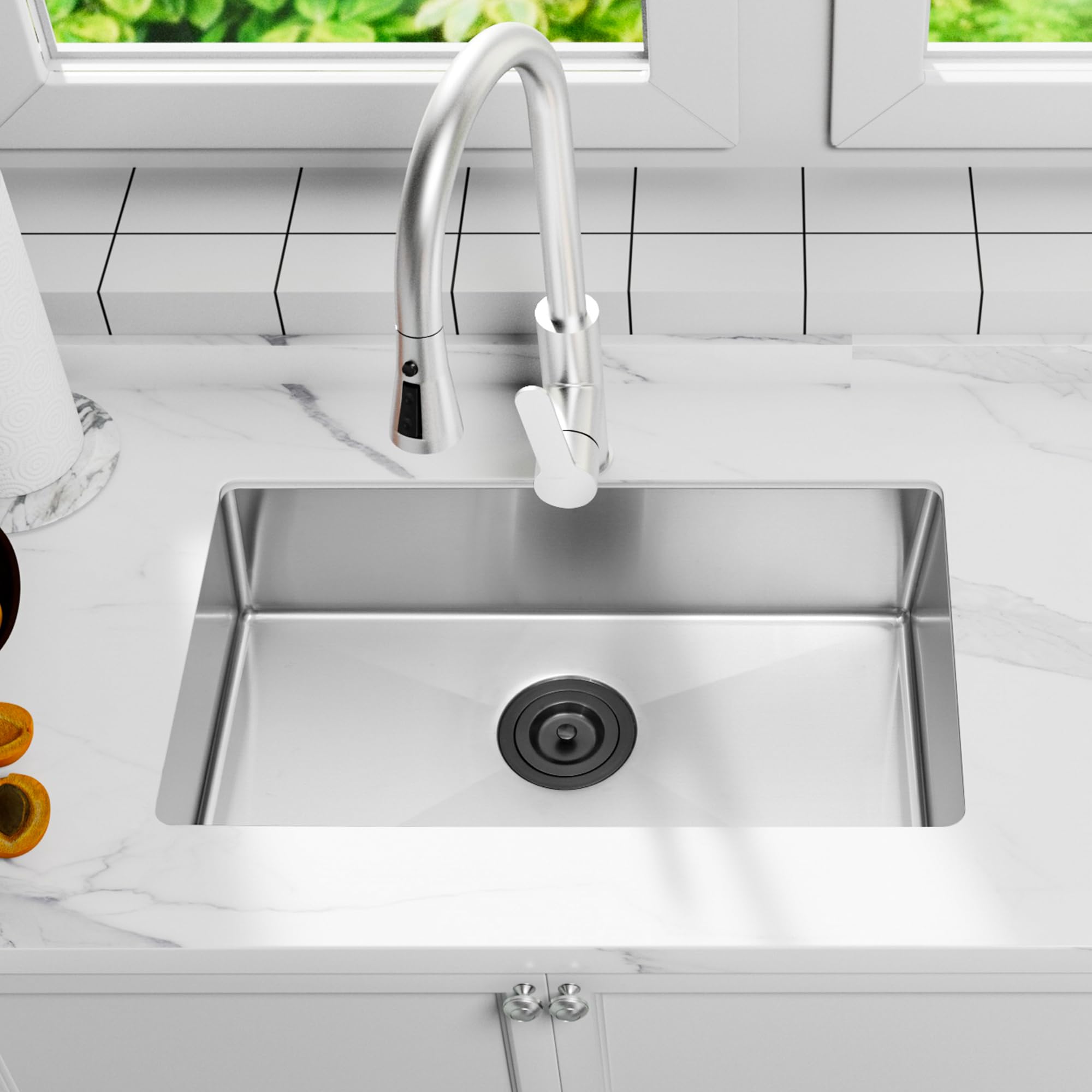 Lqs Kitchen Sink Drain Assembly, Kitchen Sink Strainer And Stopper With Deep Removable Waste Basket, Sink Basket Strainer With D