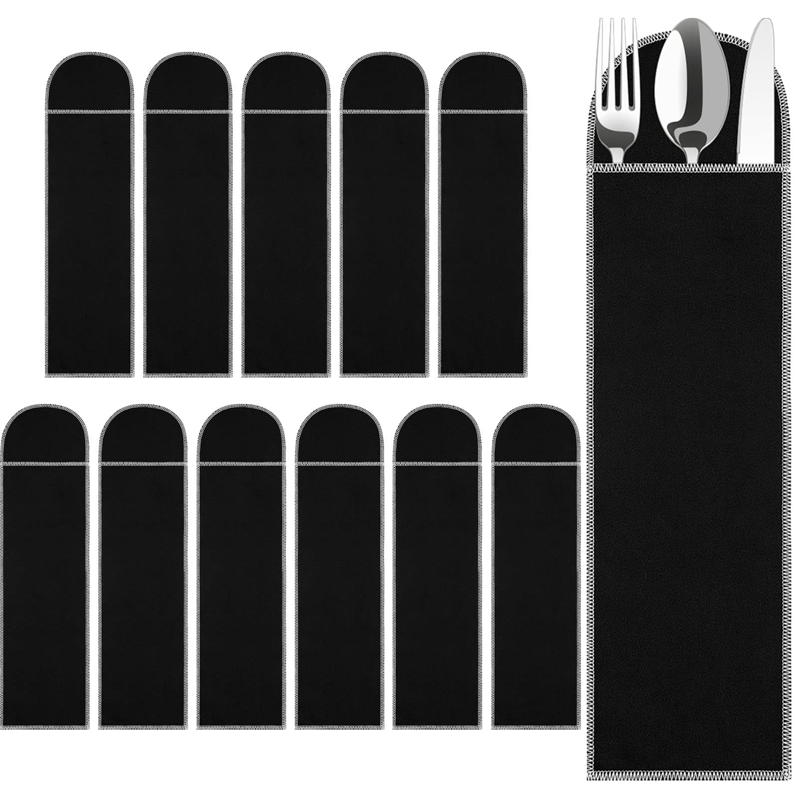 Weewooday 12 Pieces Anti-tarnish Silverware Storage Bags - Velvet Flatware Organizer Sleeves for Teaspoons, Cutlery & Utensils |