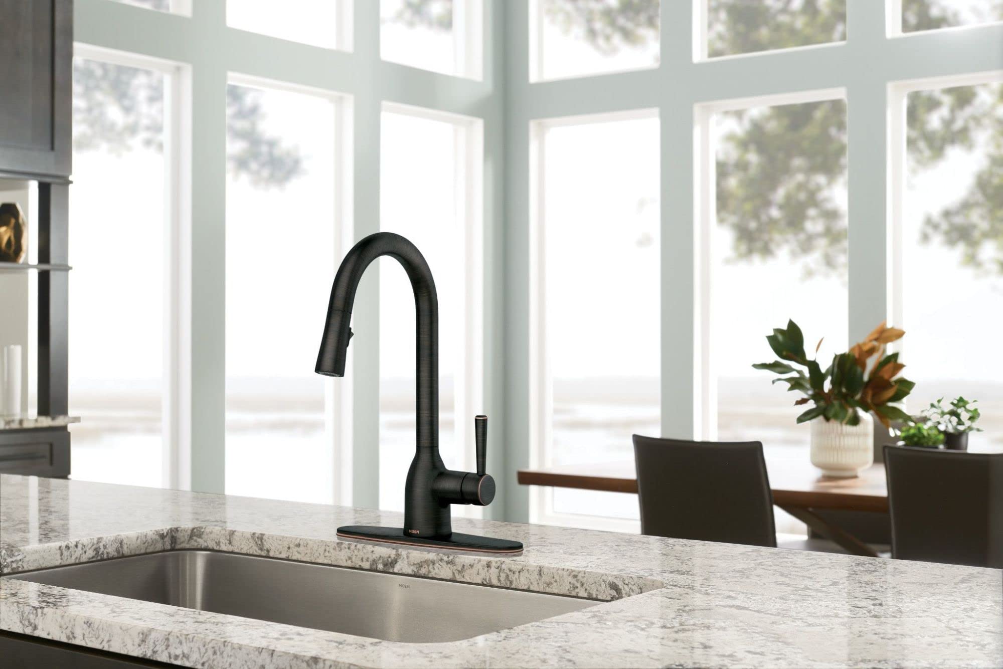 Moen Adler Mediterranean Bronze One-Handle High Arc Pulldown Kitchen Faucet With Power Clean - Kitchen Sink Faucet With Pull Dow