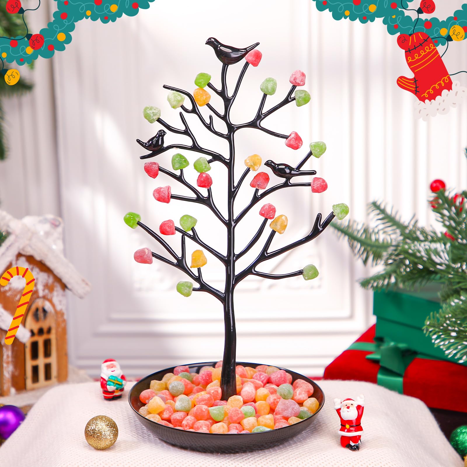 Soaoo Festive Gumdrop Tree Christmas Nostalgic Gum Drops Artificial Tree for Table Centerpiece Christmas Decorations for Tableto