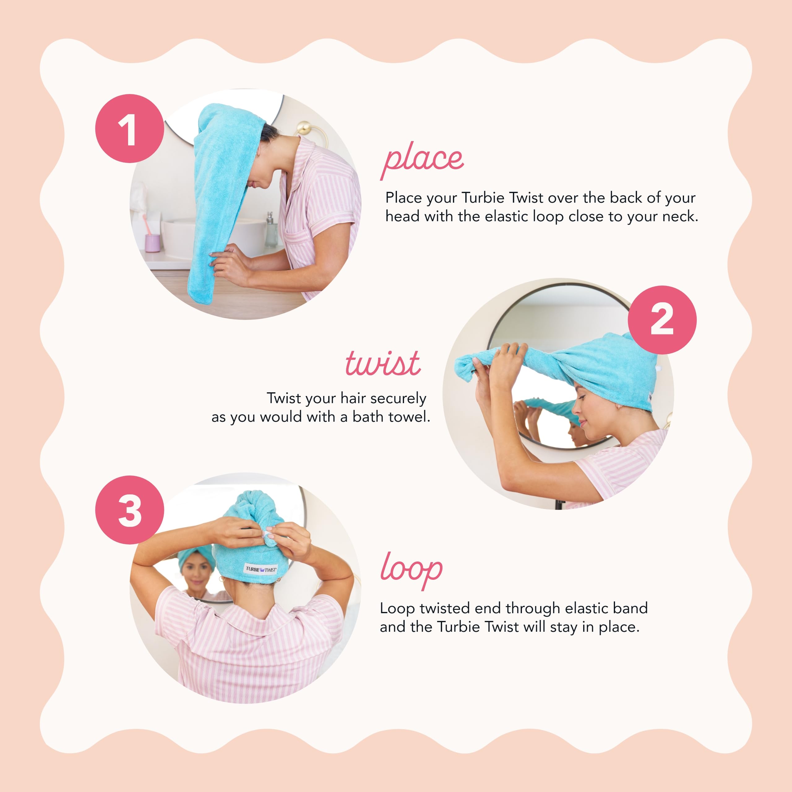 Turbie Twist Microfiber Hair Towel Wrap - The Original Quick Dry, Anti-Frizz Turban Towel for Thick, Long, and Curly Hair - Bath