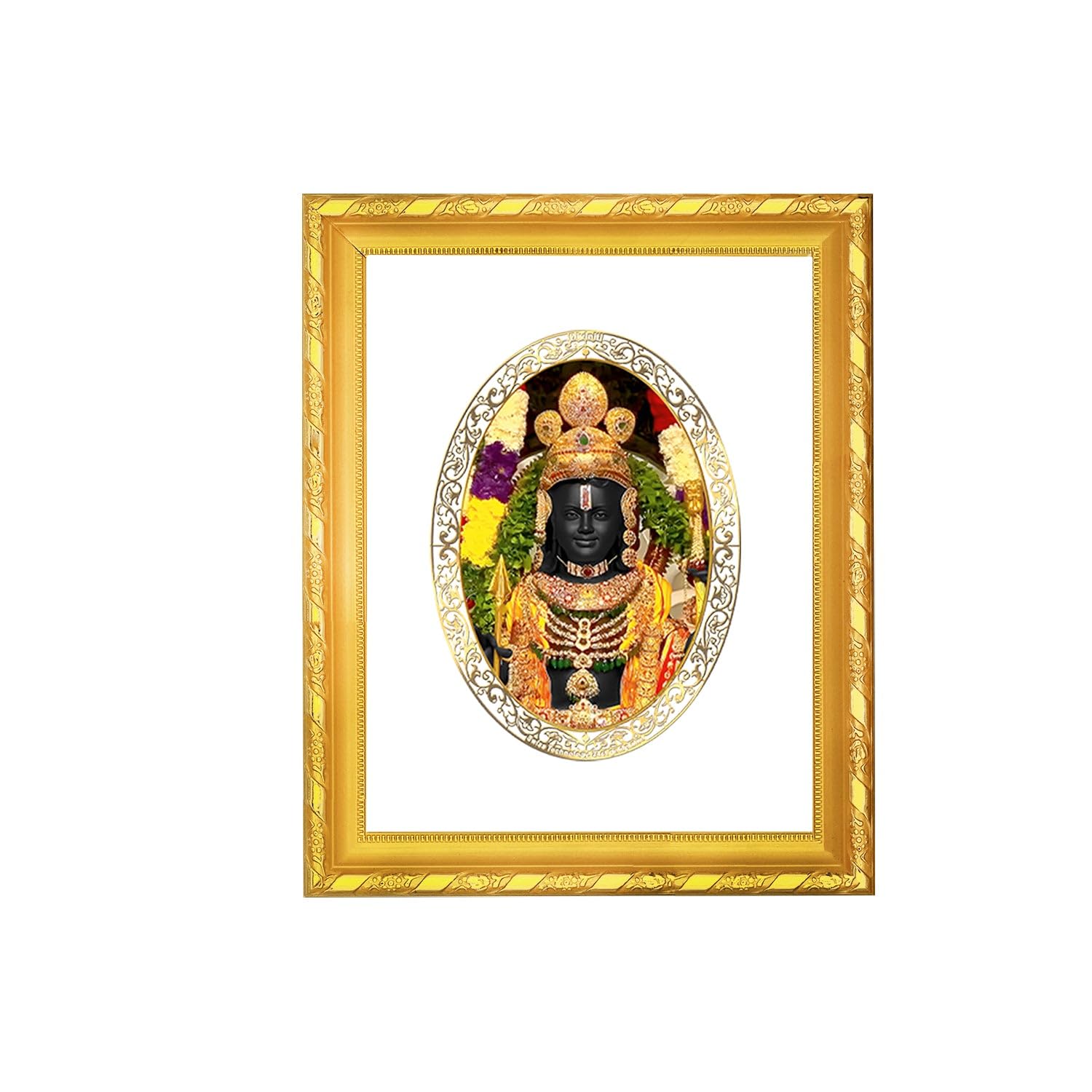 Diviniti 24K Gold Plated Ram Lalla Photo Frame For Home Decor, Wall Hanging, Table Tops & Puja Room | Dg Frame 103 Size 2 With 2