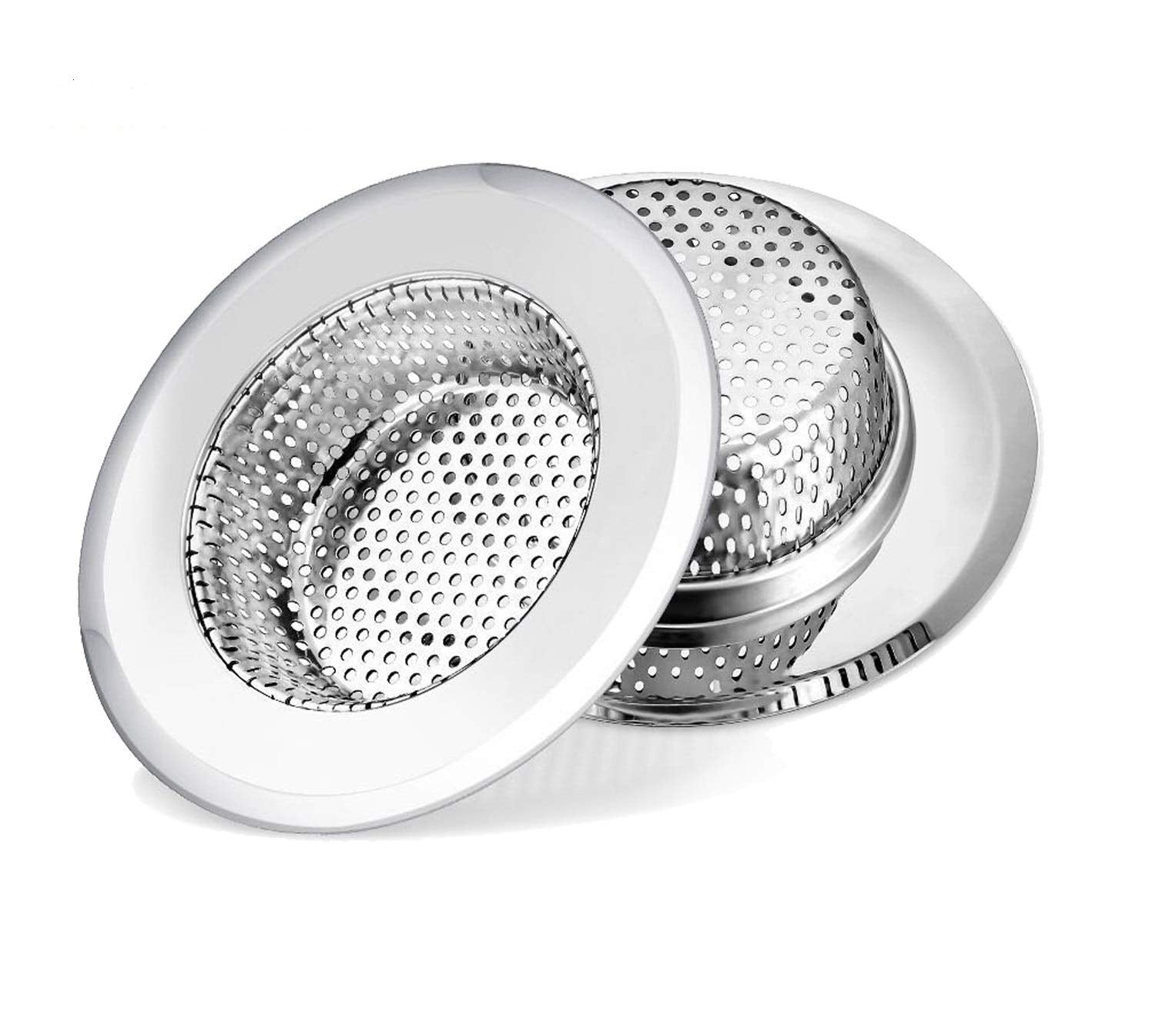 Iafand 2 Pack Stainless Steel Kitchen Sink Strainer Drain Plug Filter Strainer With Large Wide Rim 4.5'' For Kitchen (4.5Inch)