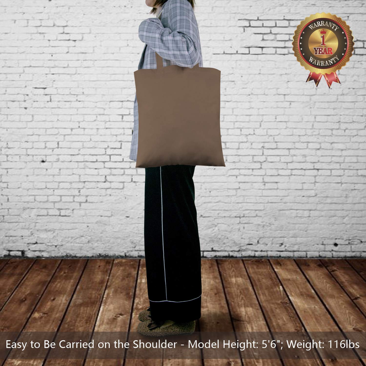 Topdesign 24-Pack Economical 16''X15'' Brown Cotton Tote Bag, Lightweight Medium Reusable Grocery Shopping Cloth Bags, Suitable