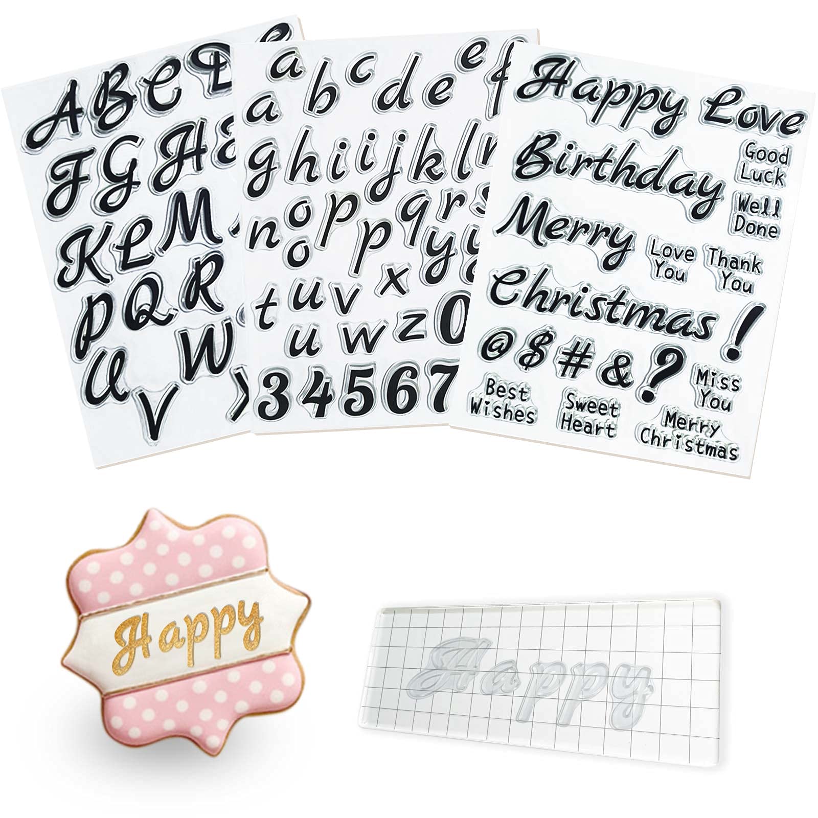 4 Pcs Alphabet Letter Fondant Stamps For Biscuit Cake Cookie, Upgraded Food Grade Alphabet Cake Stamp Tool Uppercase Extra Spare