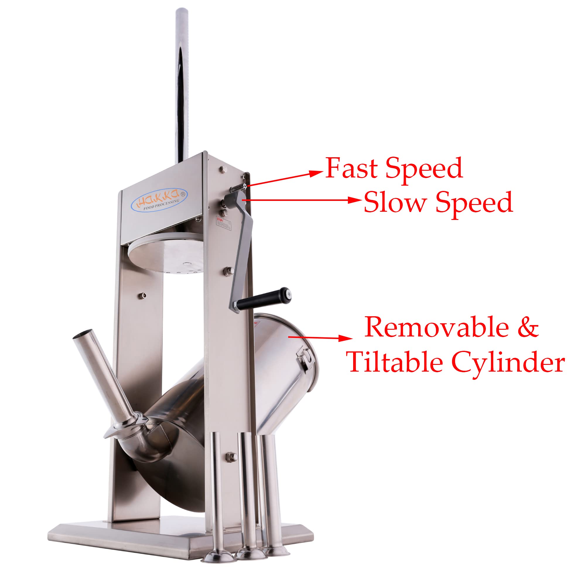 Hakka 11 Lb/5 L Sausage Stuffer 2 Speed Stainless Steel Vertical Sausage Maker