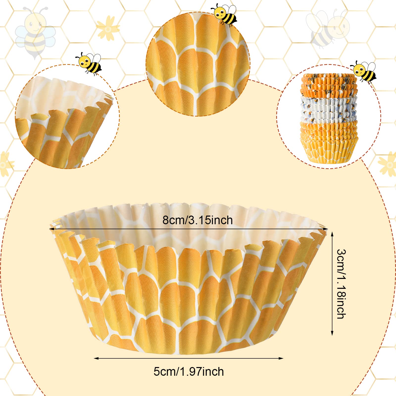 300 Count Honey Bee Cupcake Wrappers Bee Party Cupcake Cups Yellow Cupcake Liners For Bee Party Decorations Baby Shower Gender R