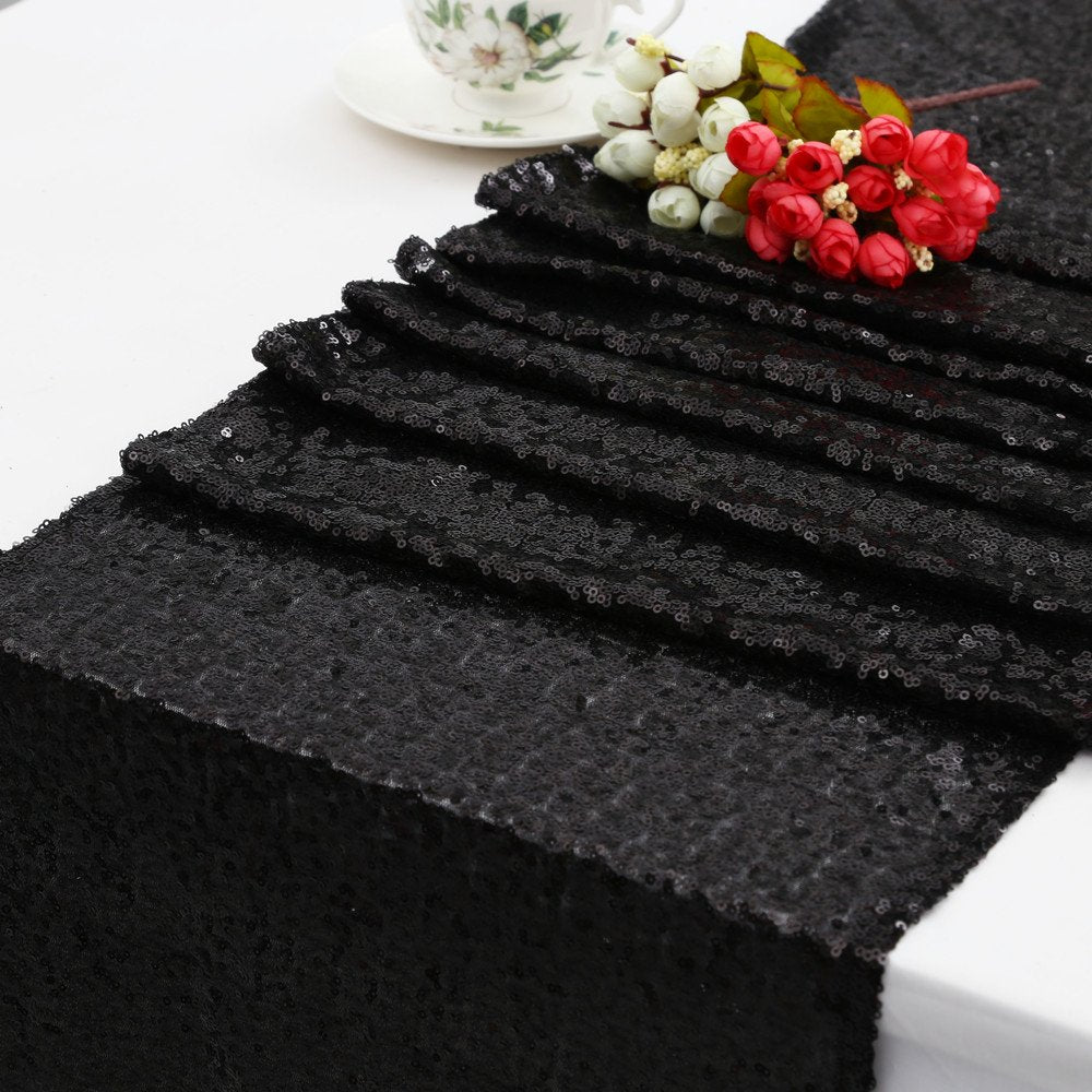 2 Pack Orange Table Runner,Sequin Table Runners 12X108 Inch Glitter Table Runner For Halloween Party Birthday Table Decorations