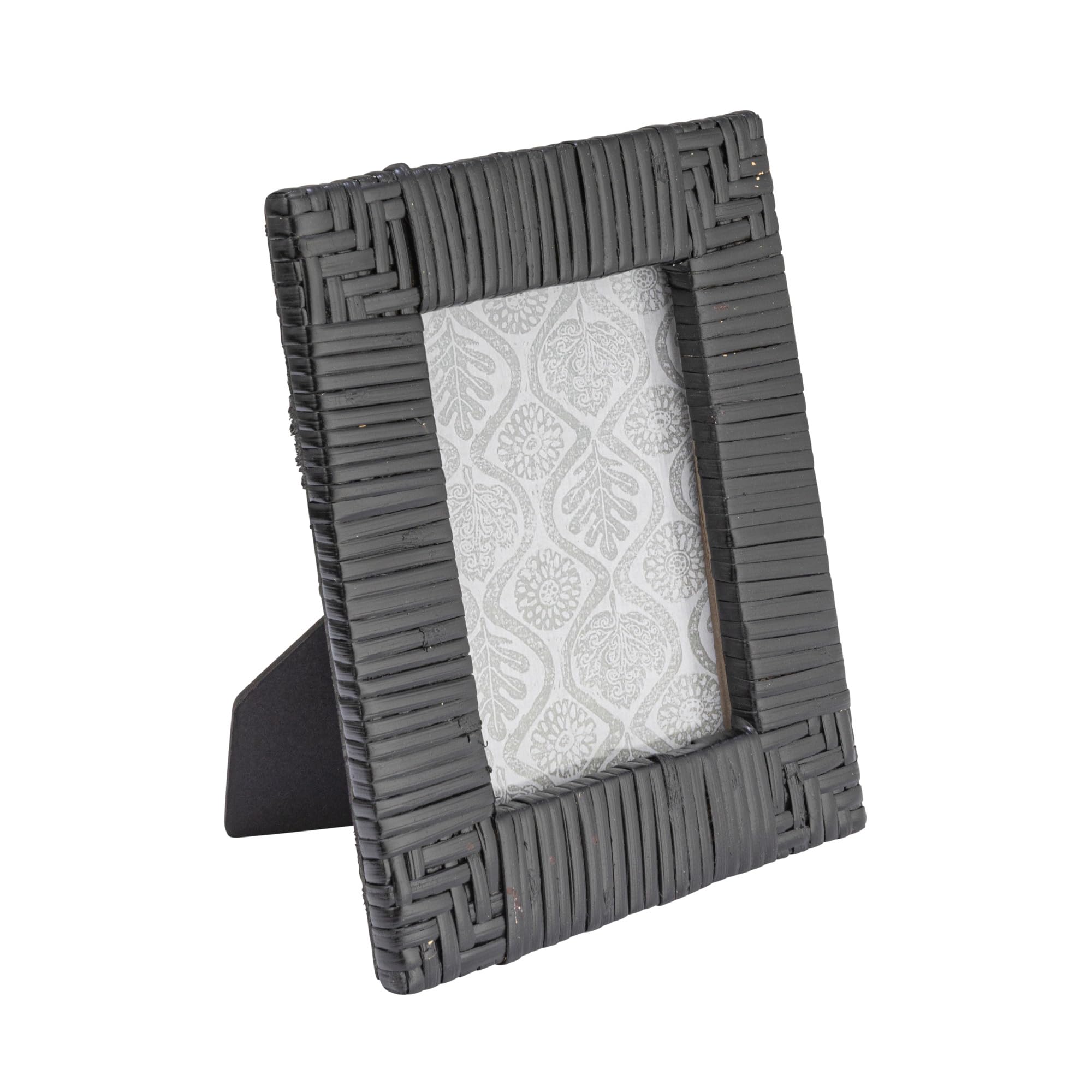 Creative Co-op Handwoven Rattan Photo Frame, Black (Holds 4 x 6 Photo)