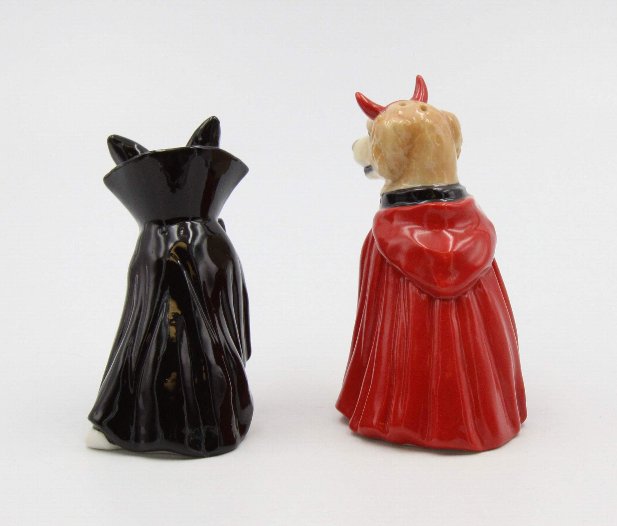 Fine Porcelain Halloween Vampire & Dracula Dog Salt & Pepper Shakers Set, 3-3/8'' H