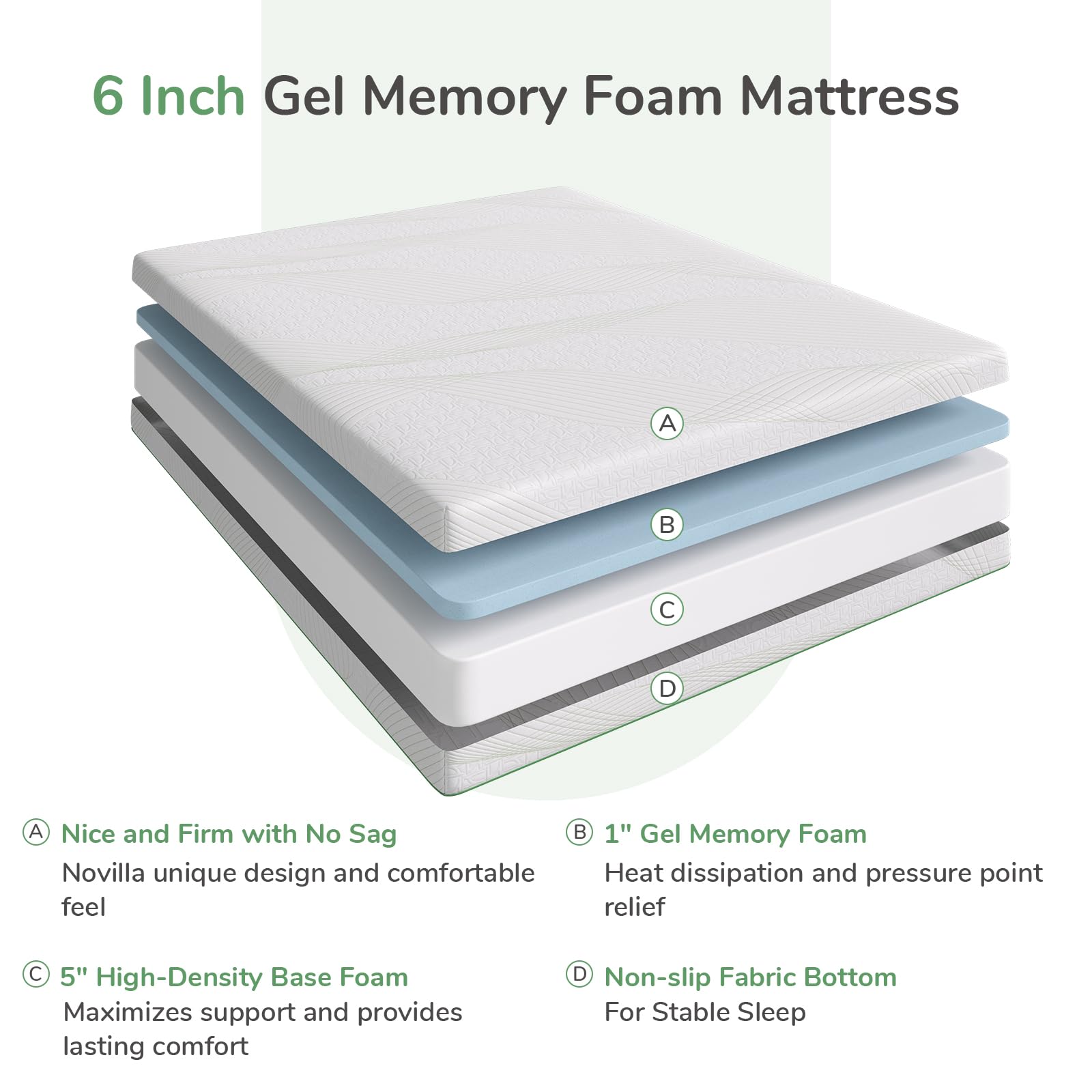 Novilla Full Mattress  Memory Foam Mattress Full Size 6 Inch  Cooling Full Size Mattress in a Box for Back Pain Relief  Medium Firm Mattress with Edge Support & Motion Isolation  Ataraxia