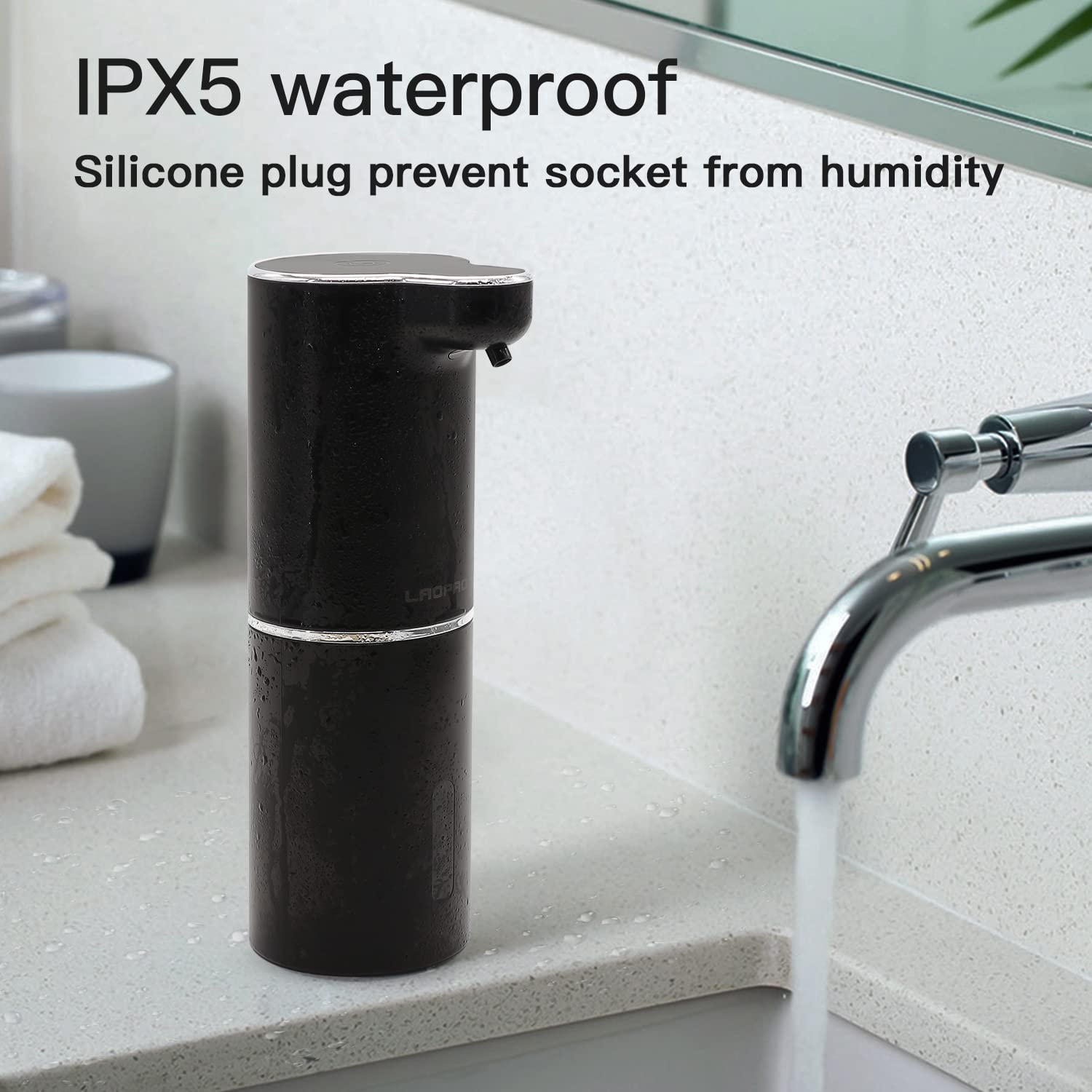 Laopao Automatic Foaming Hand Soap Dispenser Touchless Foam Soap Dispenser Rechargeable Bathroom Countertop Soap Pump For Kids X