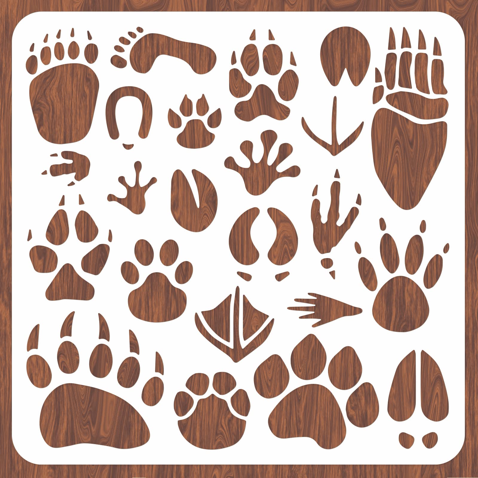Infunly Paw Print Stencils For Painting 11.8'' Animal Footprint Wall Stencil Reusable Dog Cat Paw Stencils For Painting On Wood,