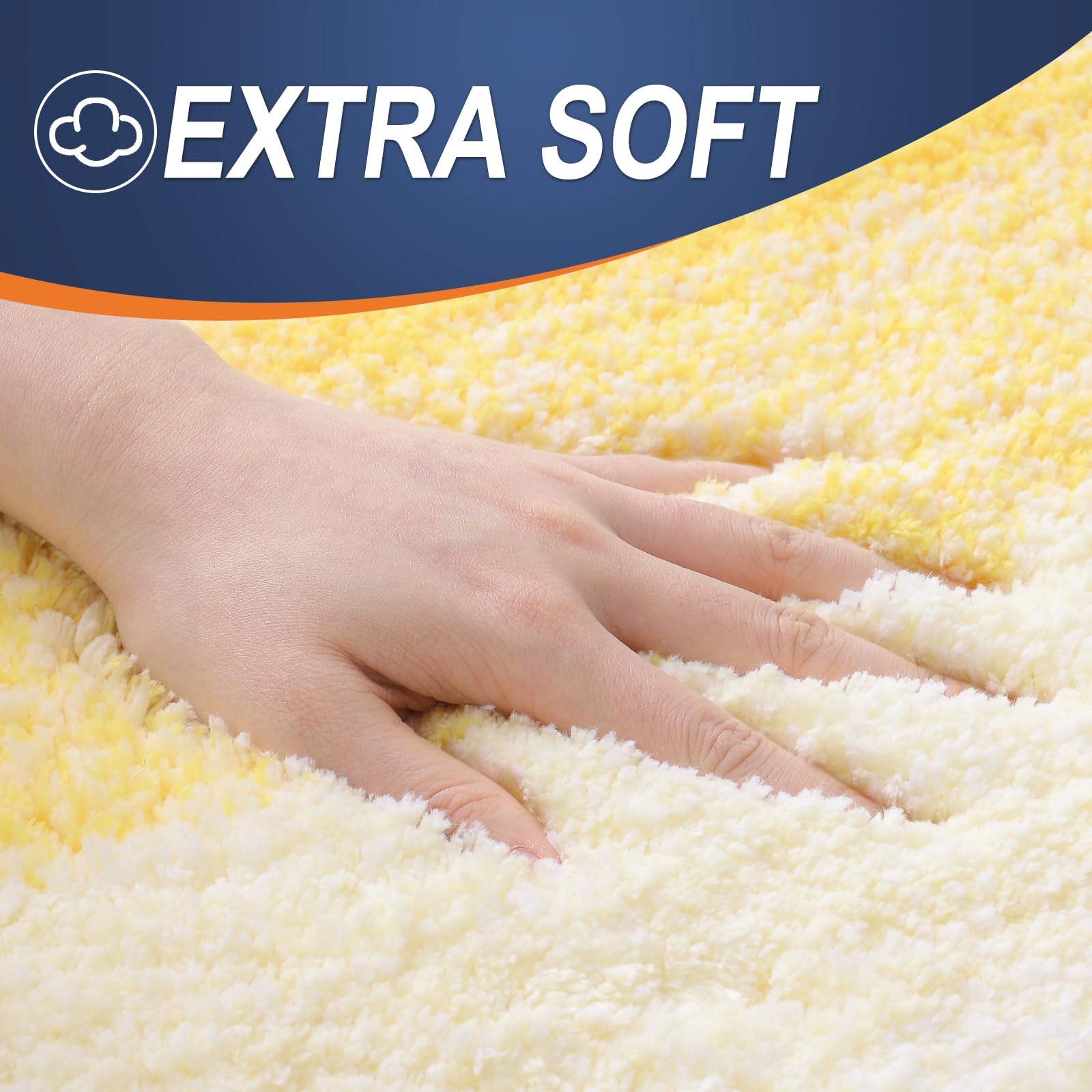 OLANLY Luxury Bathroom Rug Mat 24x16  Extra Soft and Absorbent Microfiber Bath Rugs  Non-Slip Plush Shaggy Bath Carpet  Machine Wash Dry  Bath Mats for Bathroom Floor  Tub and Shower  Yellow