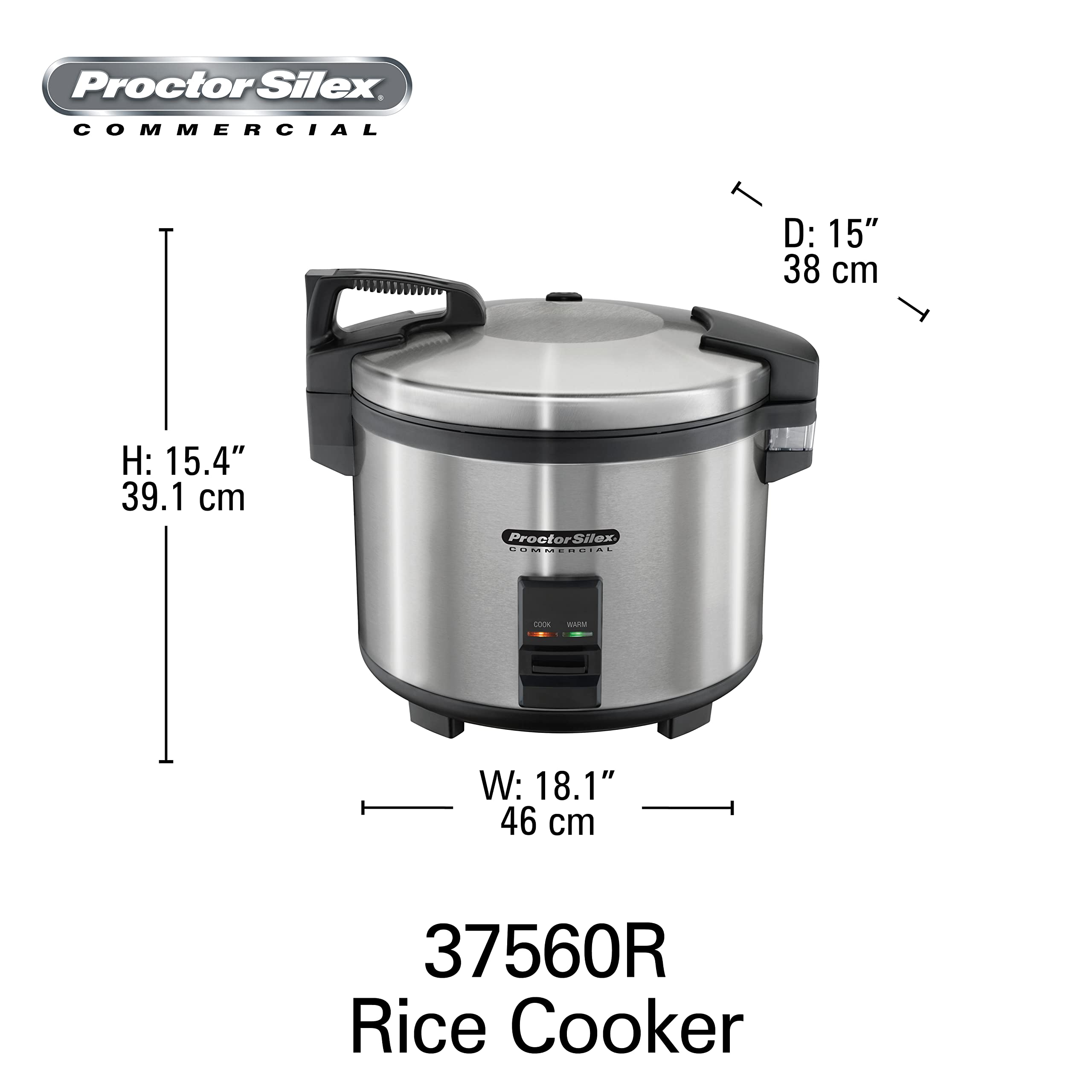 Hamilton Beach Proctor Silex Commercial 37560R Rice Cooker/Warmer, 60 Cups Cooked Rice, Non-Stick Pot, Hinged Lid, Stainless Ste