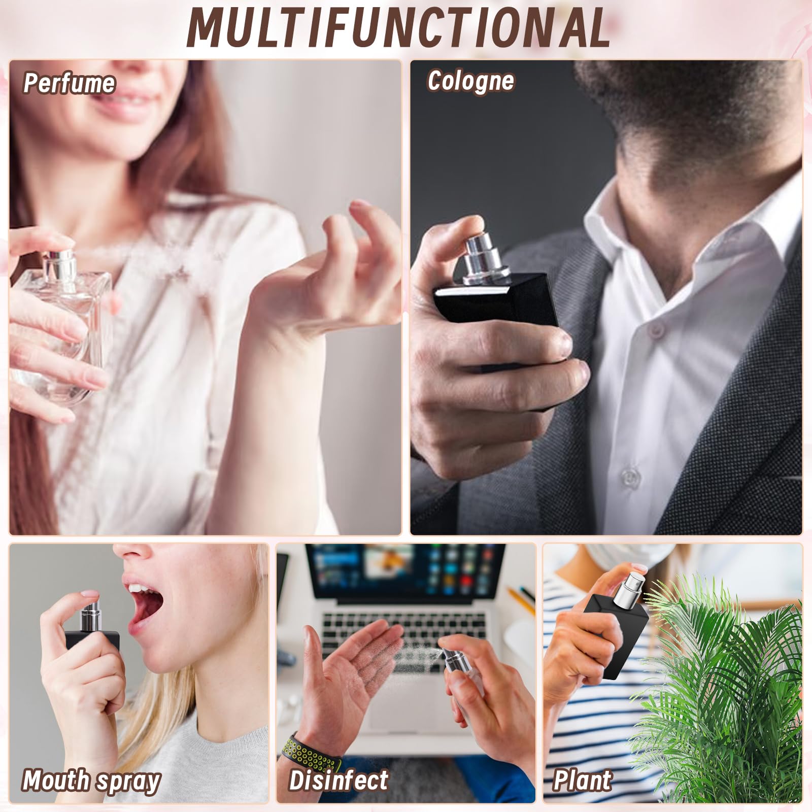 Luxsego Perfume Bottle Atomizers With Funnels, 30 Ml Refillable Perfume Spray, Empty Spray Bottle Glass Cologne Atomizers For Tr