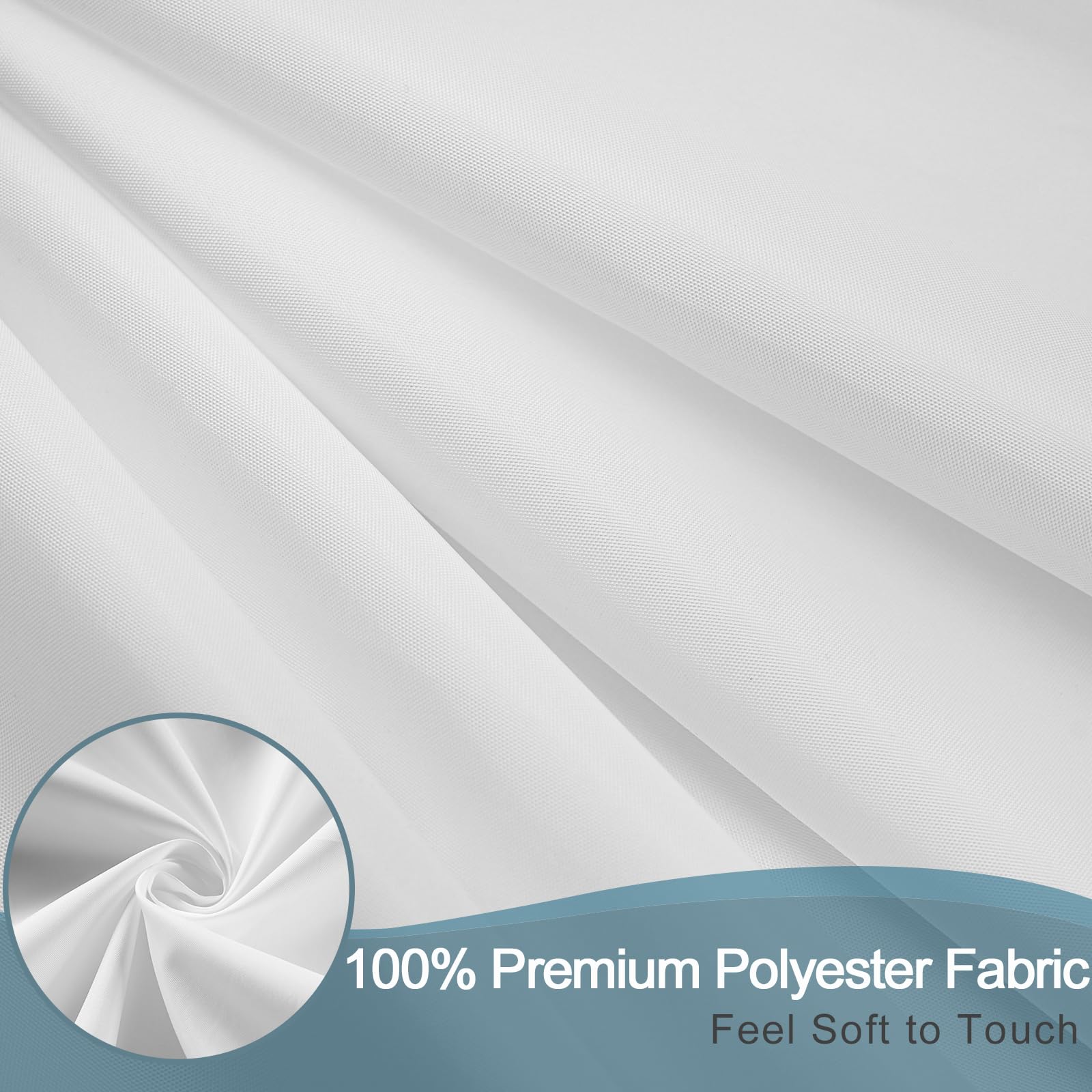 AooHome White Stall Size Bathroom Curtain for Hotel  Fabric Shower Liner with Hooks for Hotel  Waterproof  48 Width x 72 Height Inch
