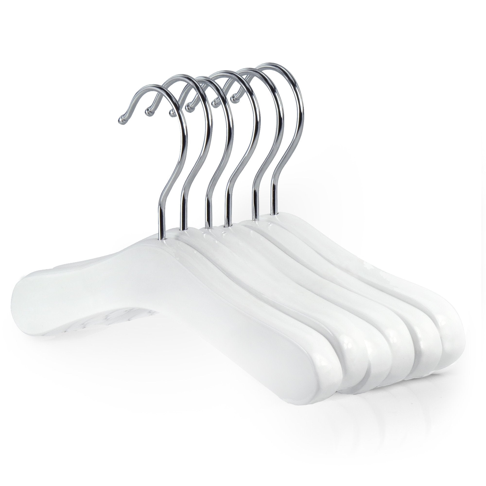 Hangerworld Pack Of 12 White Wooden Toddler And Baby Hangers For Nursery, Size 9.8Inch With Swivel Hook