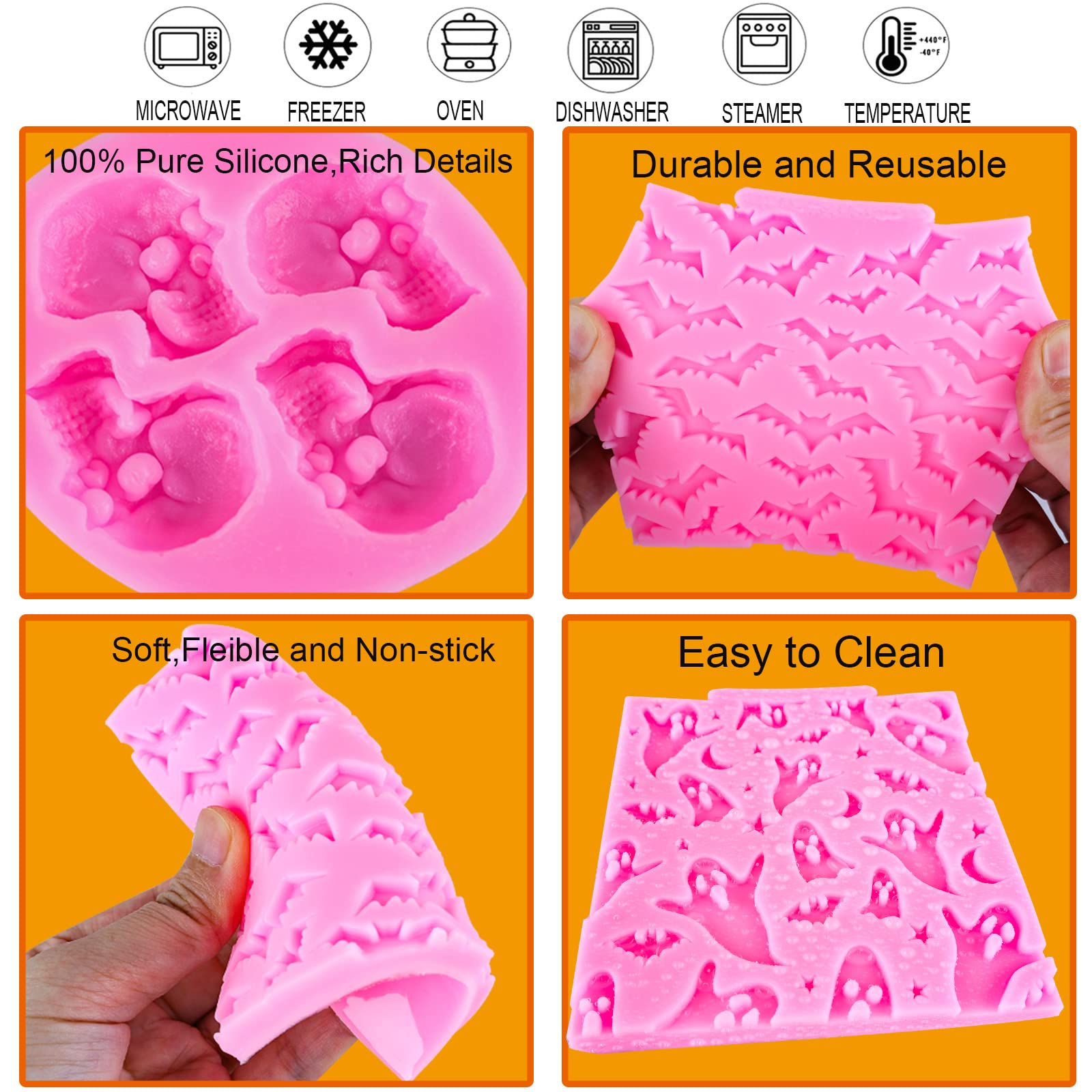 Halloween Molds, Halloween Fondant Molds,Halloween Cupcake Fondant Chocolate Candy Molds For Cake Decorating Cupcake Topper Cake